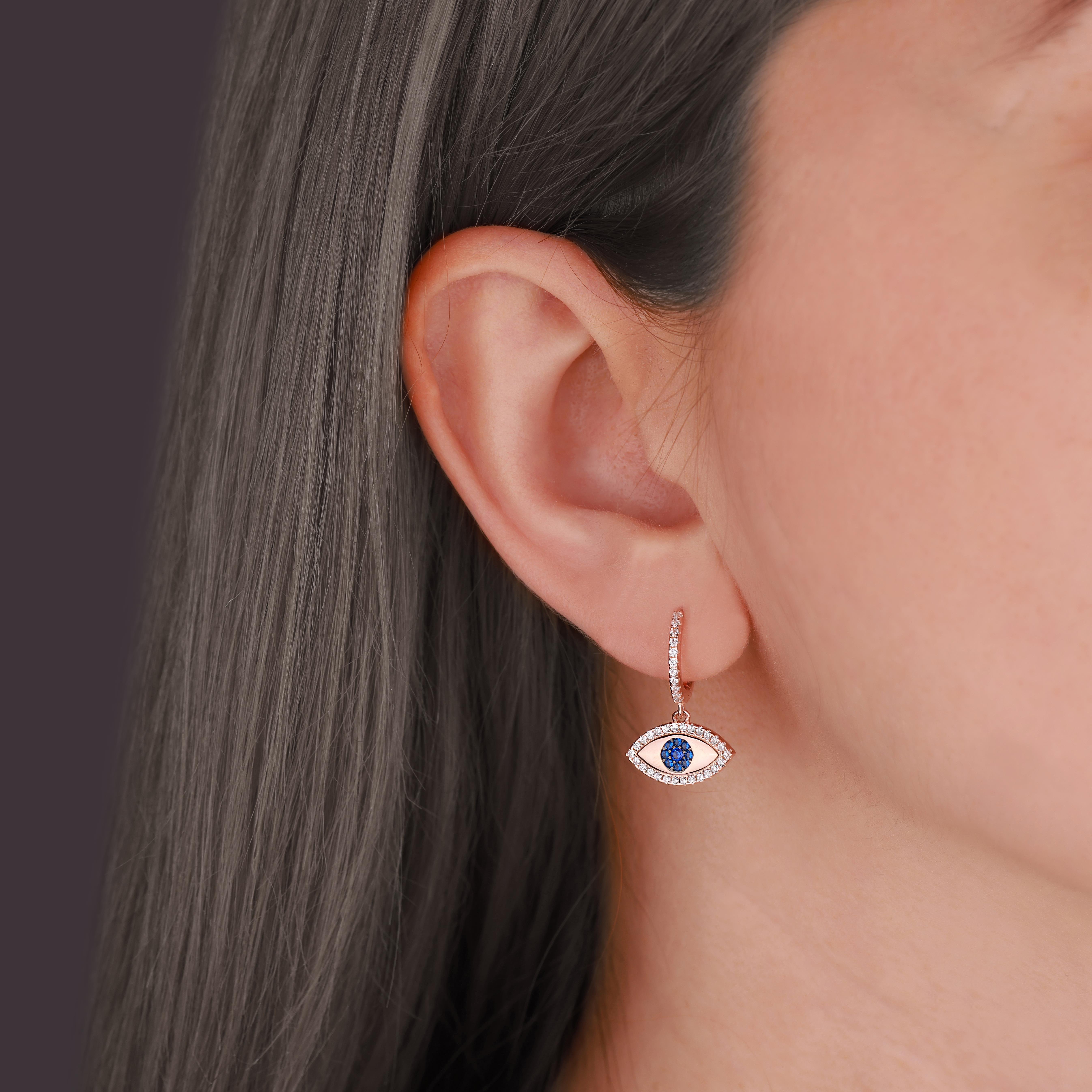 Ring Silver Earring with Dark Blue Stone in the Middle of the Eye Price Ametist stanbul