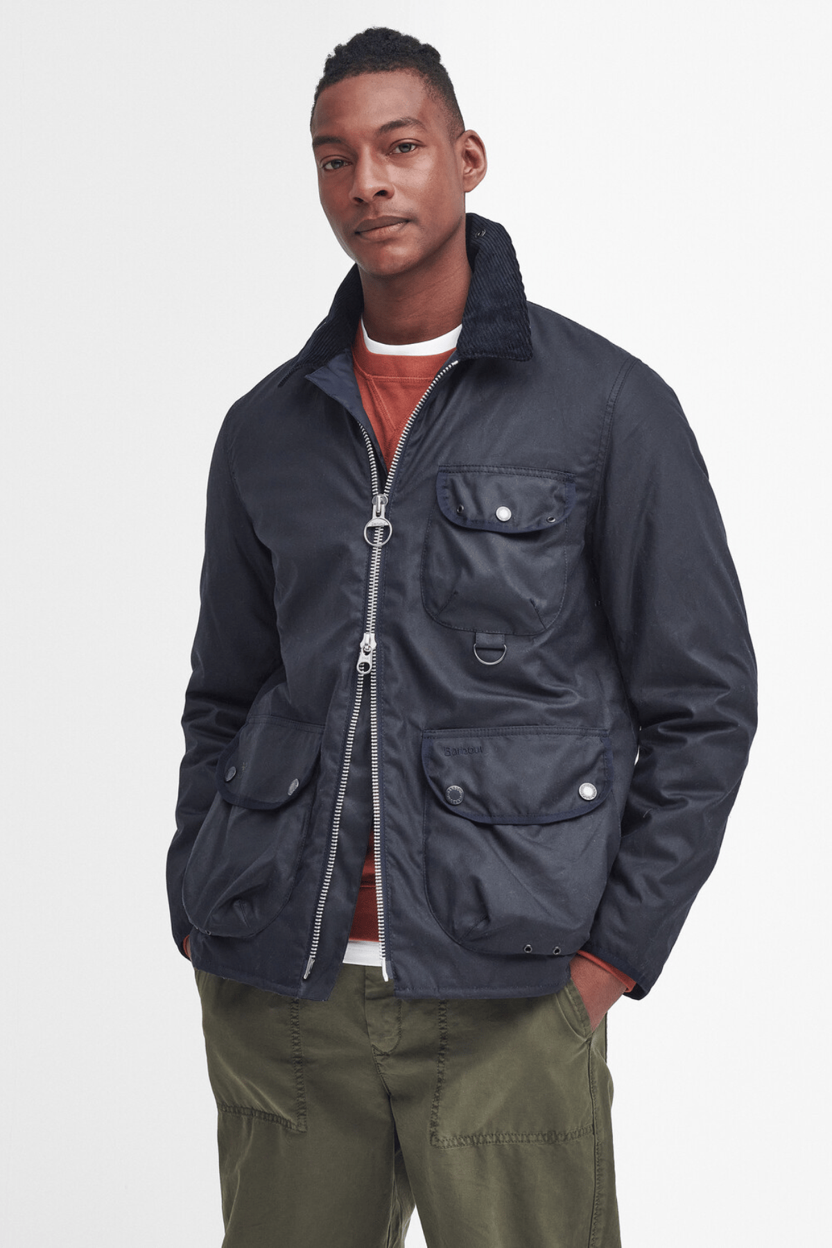 Barbour ジャケット ネイビー Lサイズ Barbour Angler Yağlı Ceket NY92 Navy