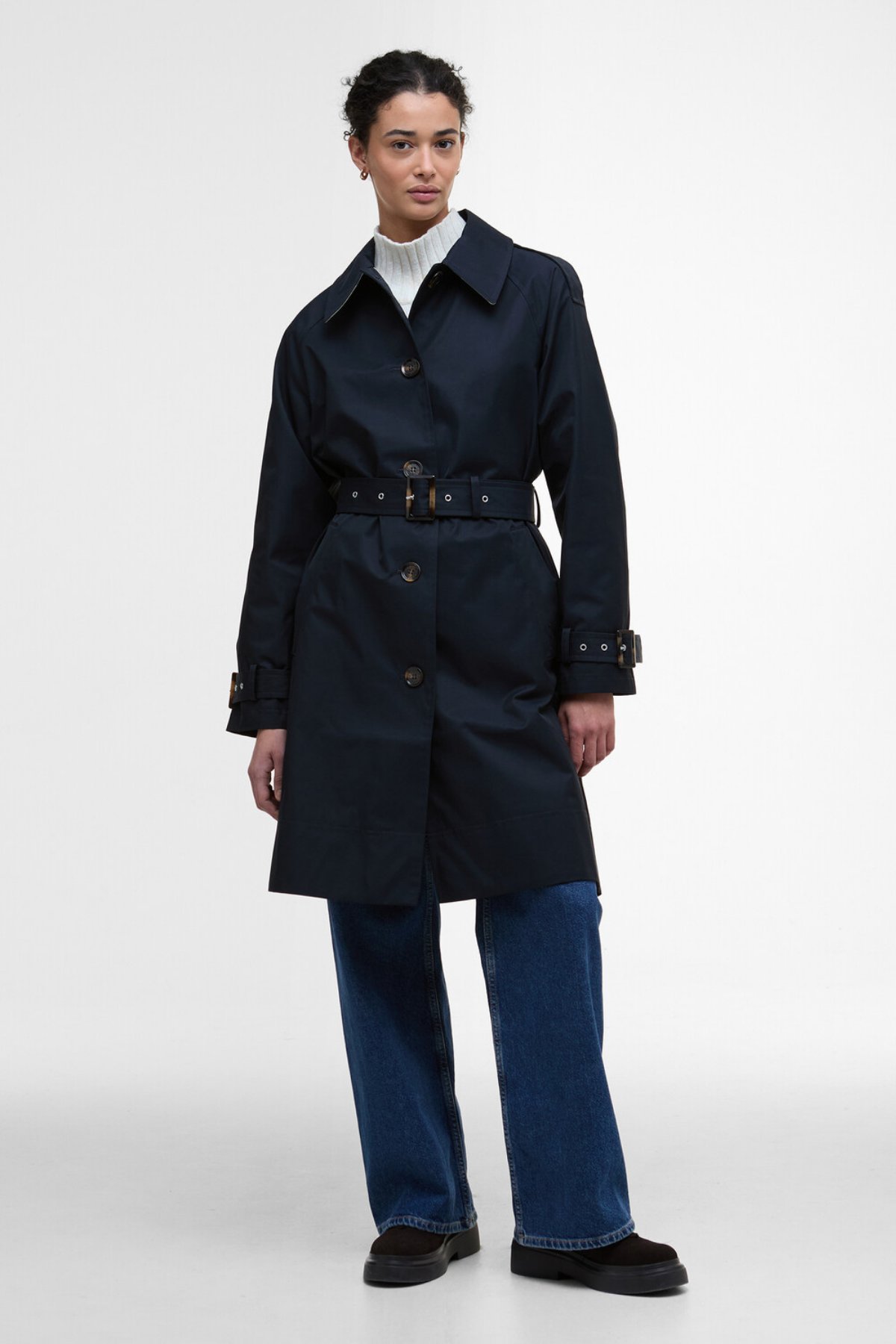 Barbour Maia Showerproof Trençkot NY75 Dark Navy-Hessian Tartan