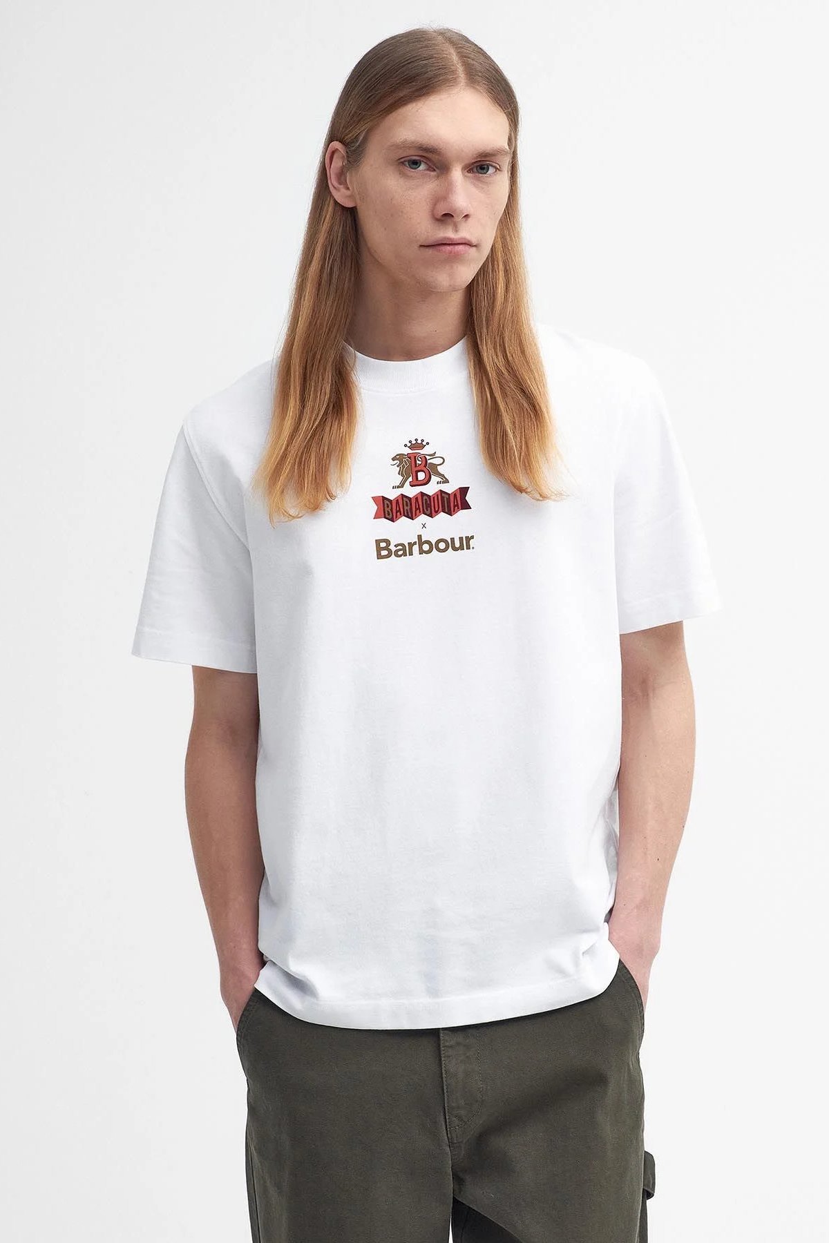Tシャツ・カットソー BARBOUR Men T-shirt White MTS1436 WH11 Barbour x NOAH Archive Swan T-Shirt Whisper white by Barbour