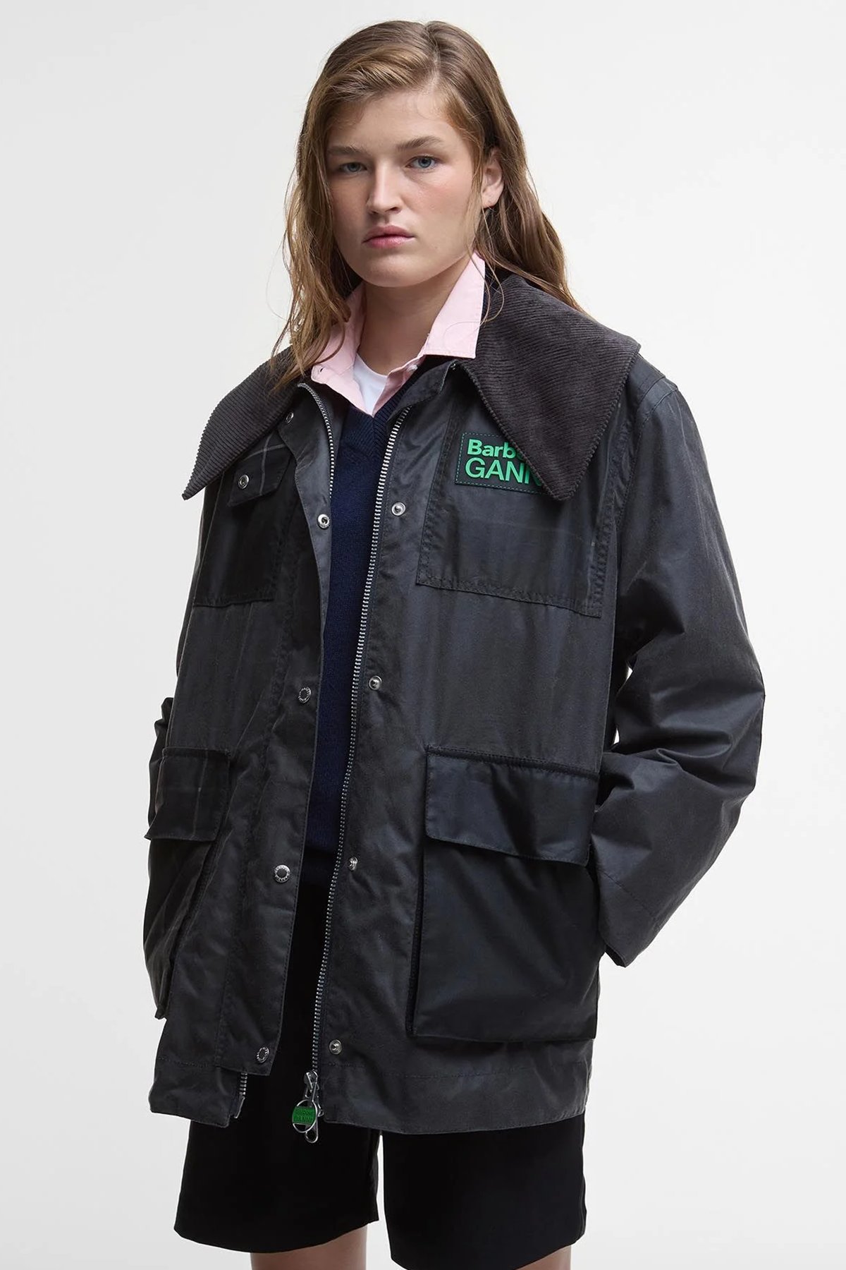 Barbour x GANNI Yağlı Duffle Ceket CH71 Charcoal-Winter-Modern