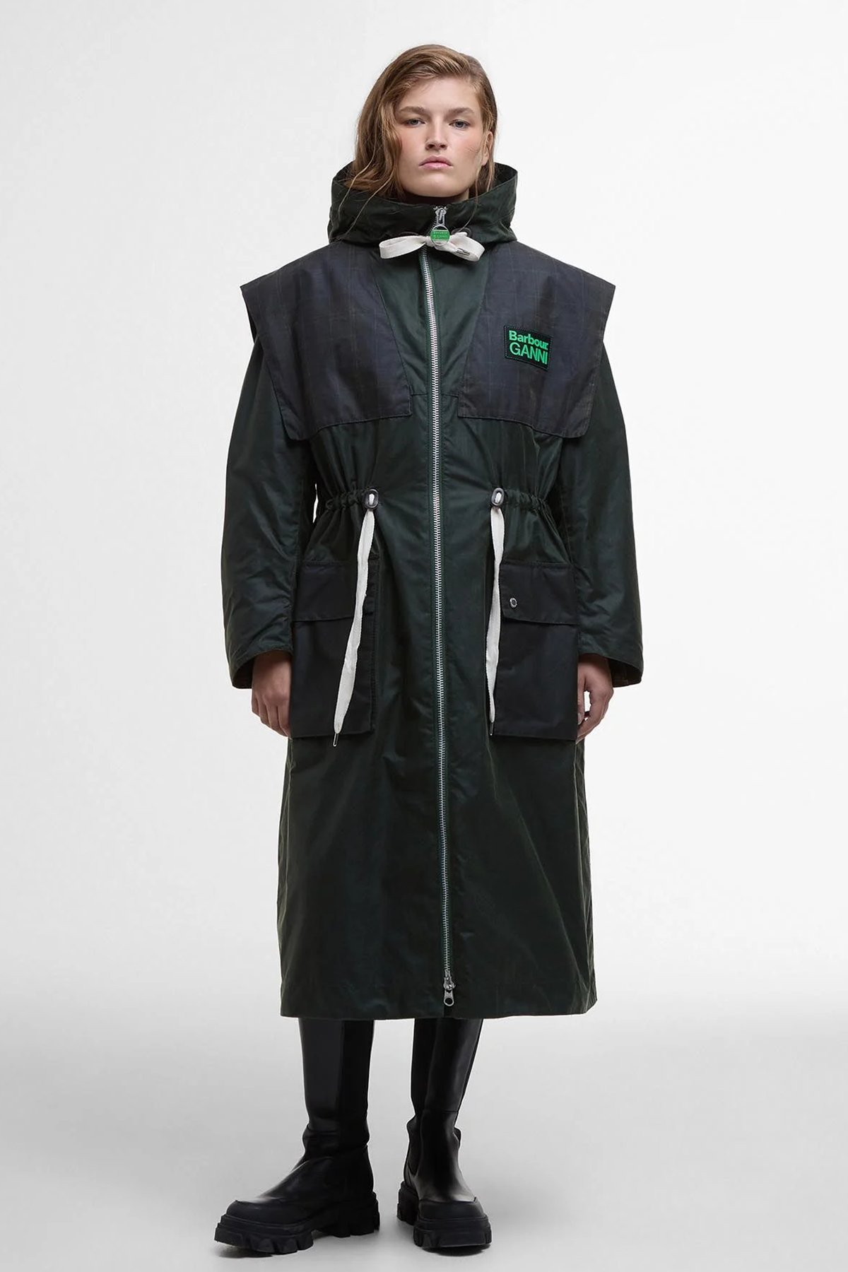 155 BARBOUR FUR TRIM UTILITY ユーティリティー Barbour x GANNI Yağlı Parka GN61 Green