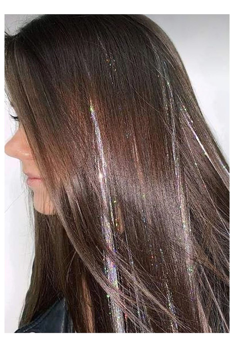 Takıştır Bijuteri Online | Gri Renk Simli Saç Aksesurı/ Saç Işıltısı Yan  Postiş 50 Cm