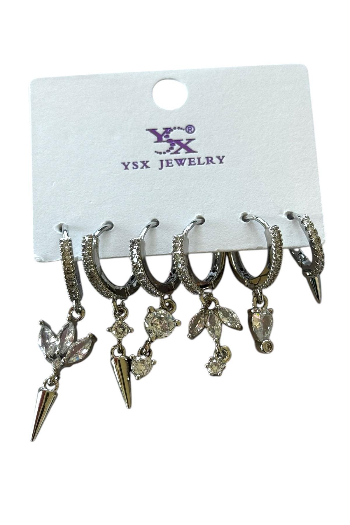 Takıştır Bijuteri Online Gümüş Renk 6'lı Taş Detaylı VİP YSX