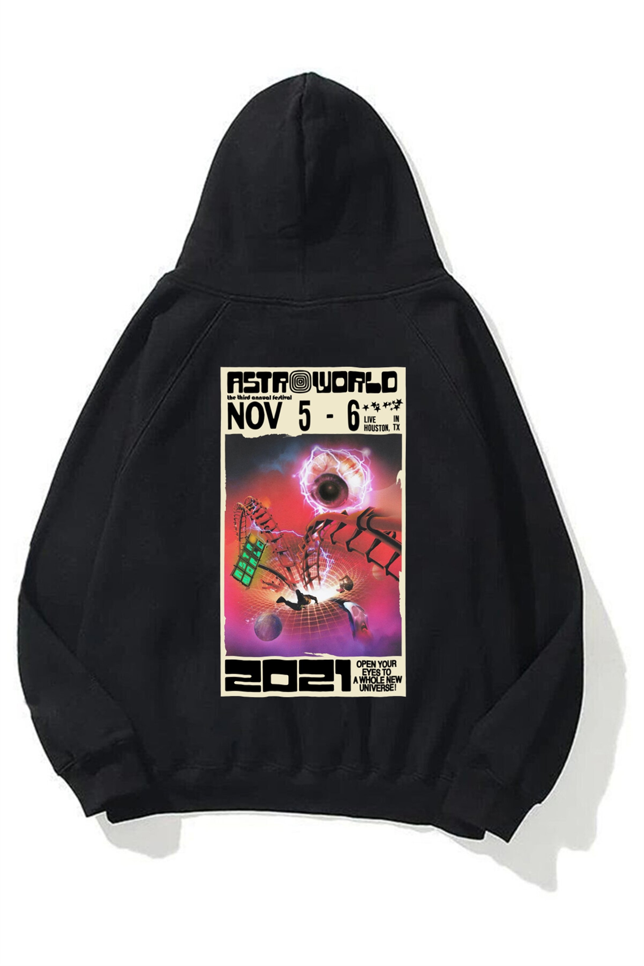 Trendiz Unisex Astroworld 2021 Siyah Sweatshirt Hoodie