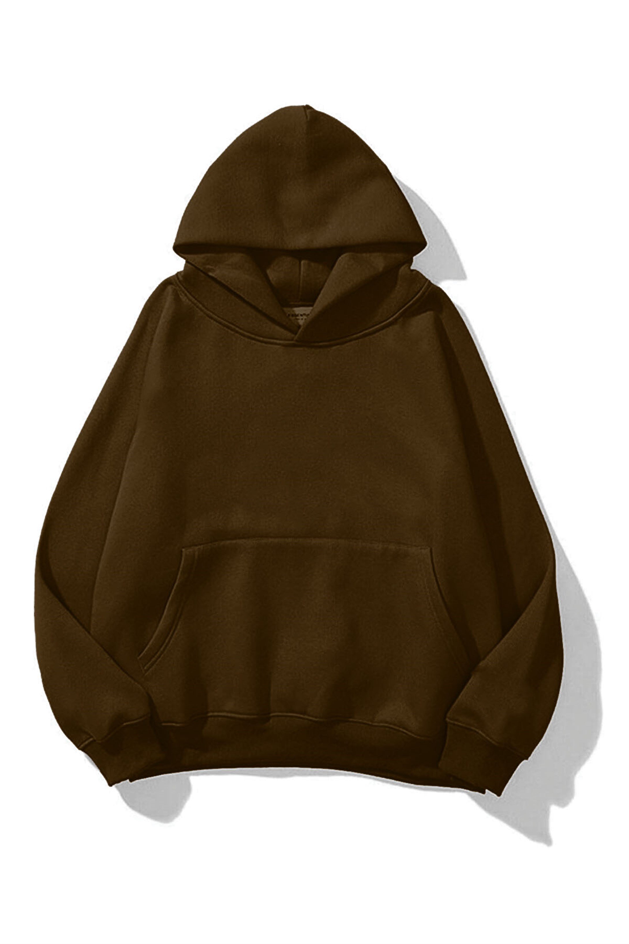 Trendiz Unisex Basic Sweatshirt Hoodie Koyu Kahve - Trendiz