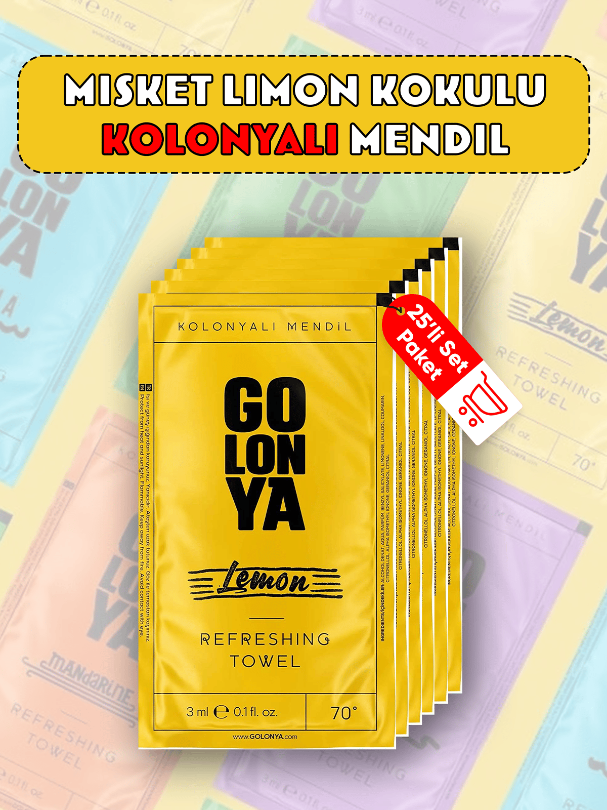 Lemon, Misket Limon Kokulu Kolonyalı Islak Mendil 25'li Set