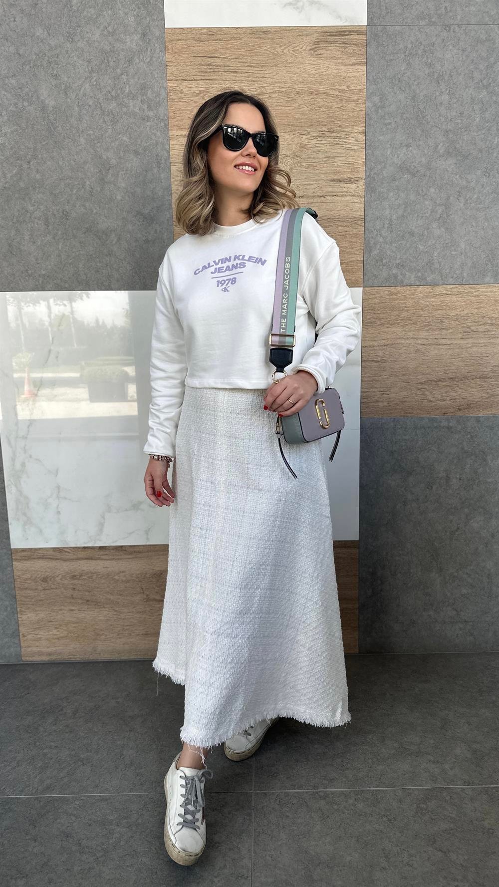 CK EKRU KABARTMA DETAYLI SWEAT ON S PAR TE Cmr Butik