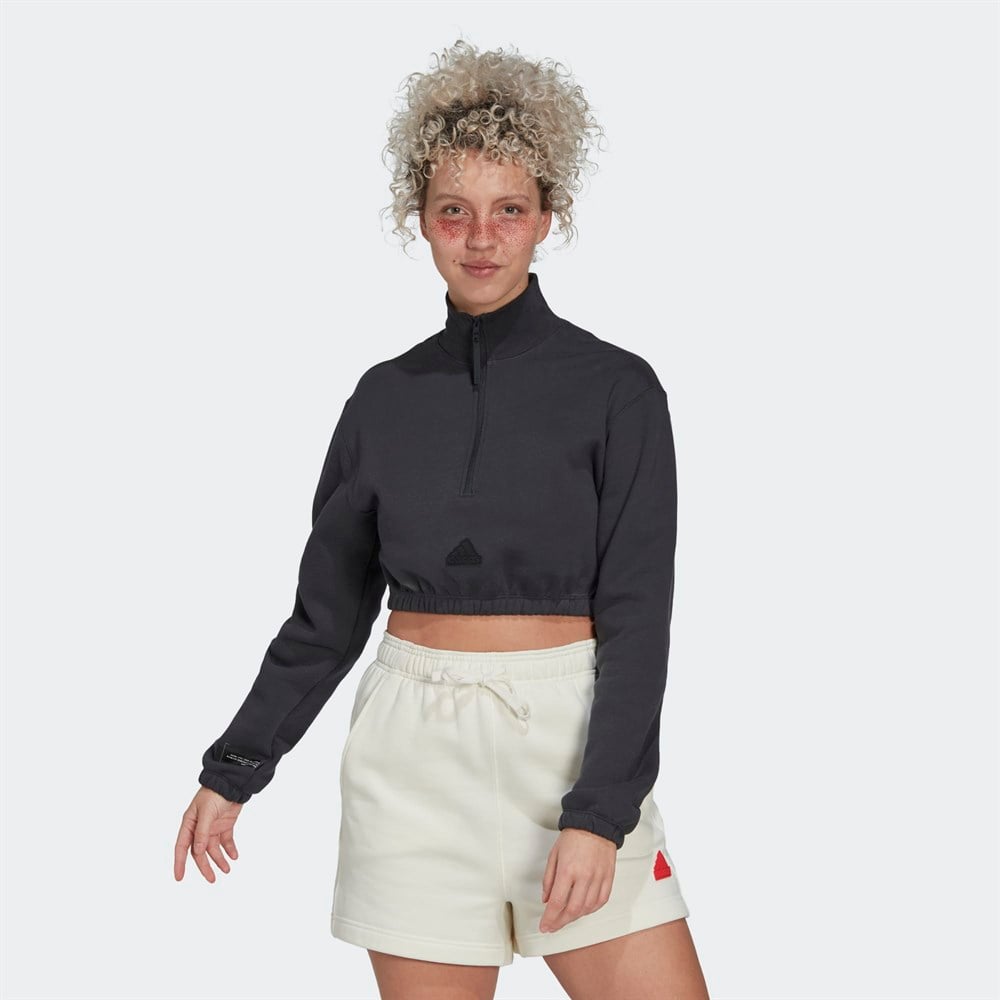 Cropped half zip sweatshirt clearance