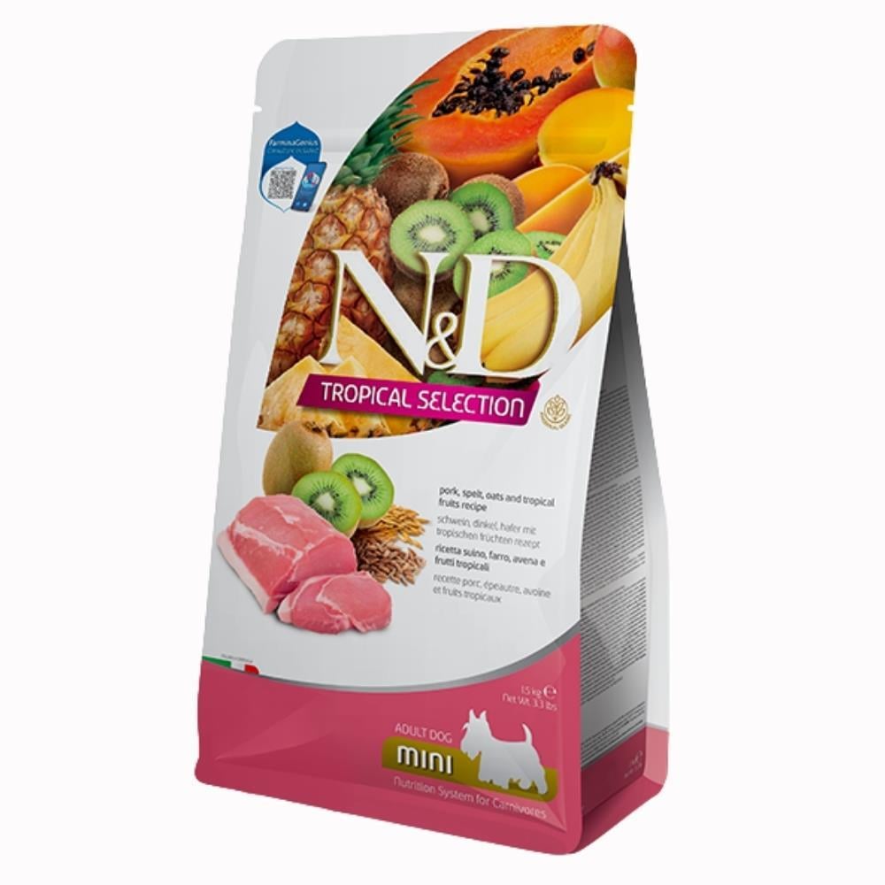 N&D Tropical Selection Domuz Etli Mini Irk Yetişkin Köpek Maması 1