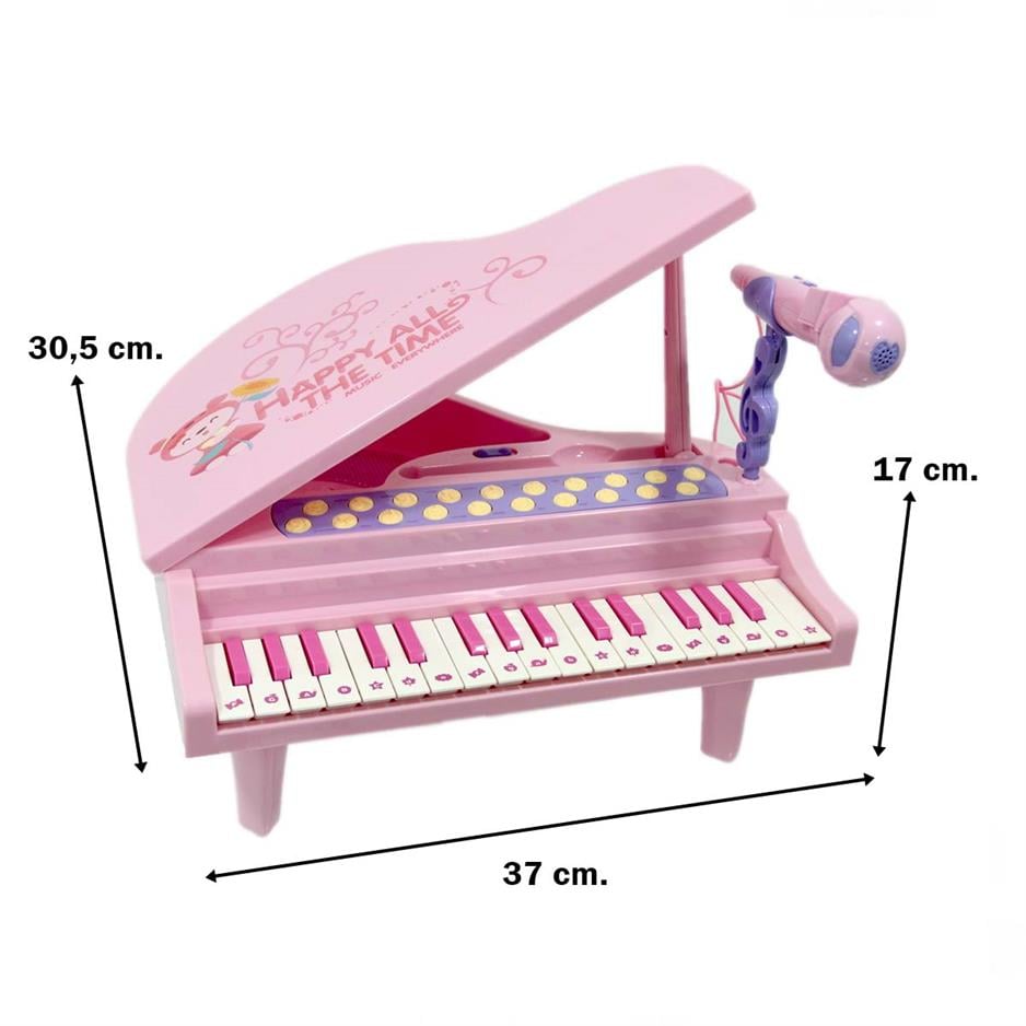 Mini Mikrofonlu Pembe Piyano