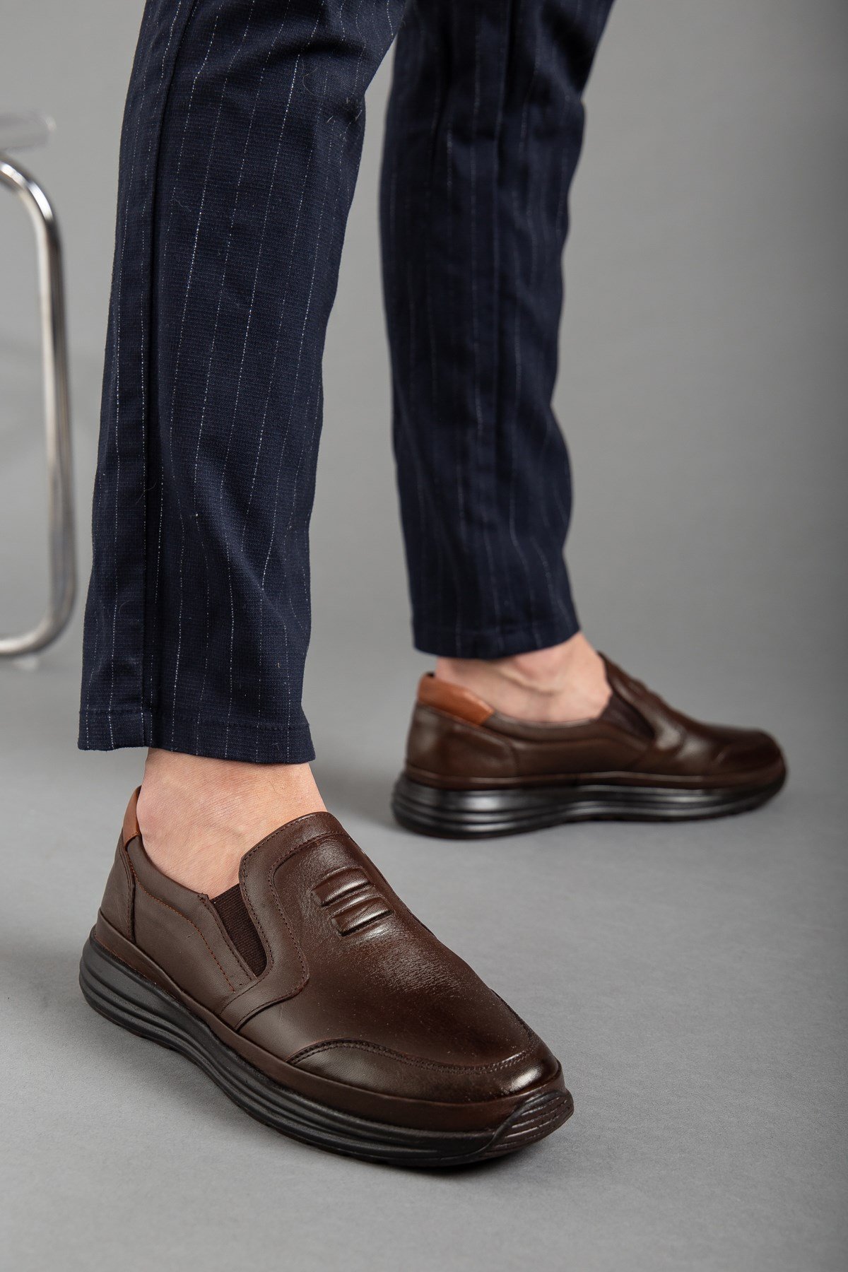 Atom Bağsız Baskılı Kahverengi Erkek Comfort Ayakkabı