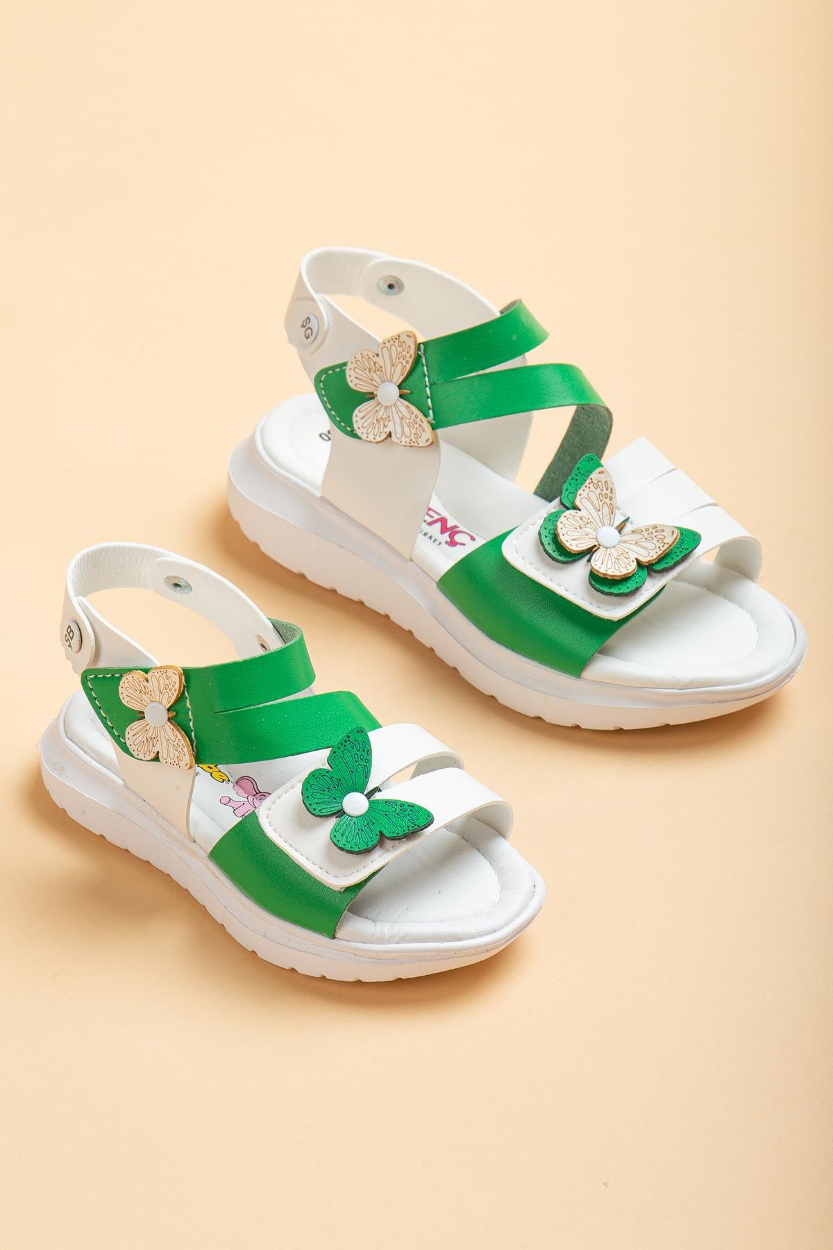 Şirinbebe Şiringenç Kelebek Model Yeşil Kız Bebek Çocuk Sandalet
