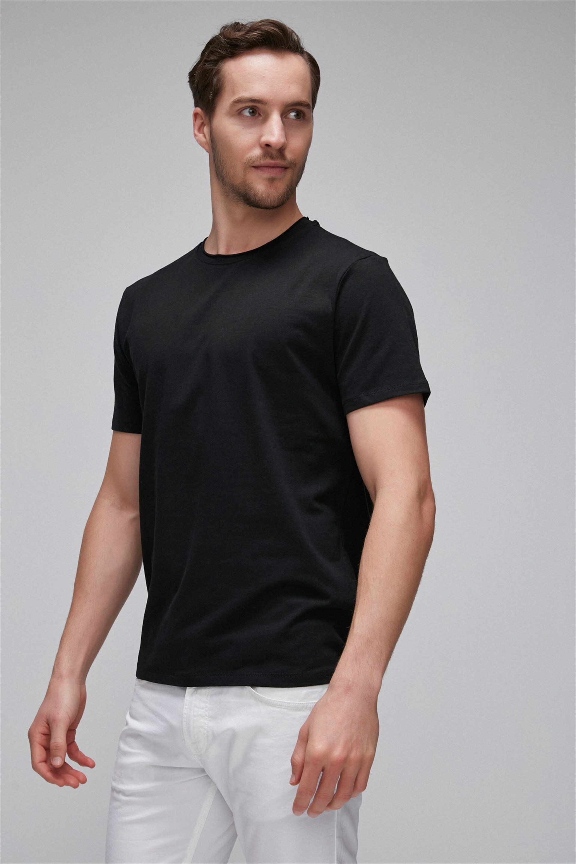 JACE Örme Slim Fit Siyah T-Shirt | Grimelange