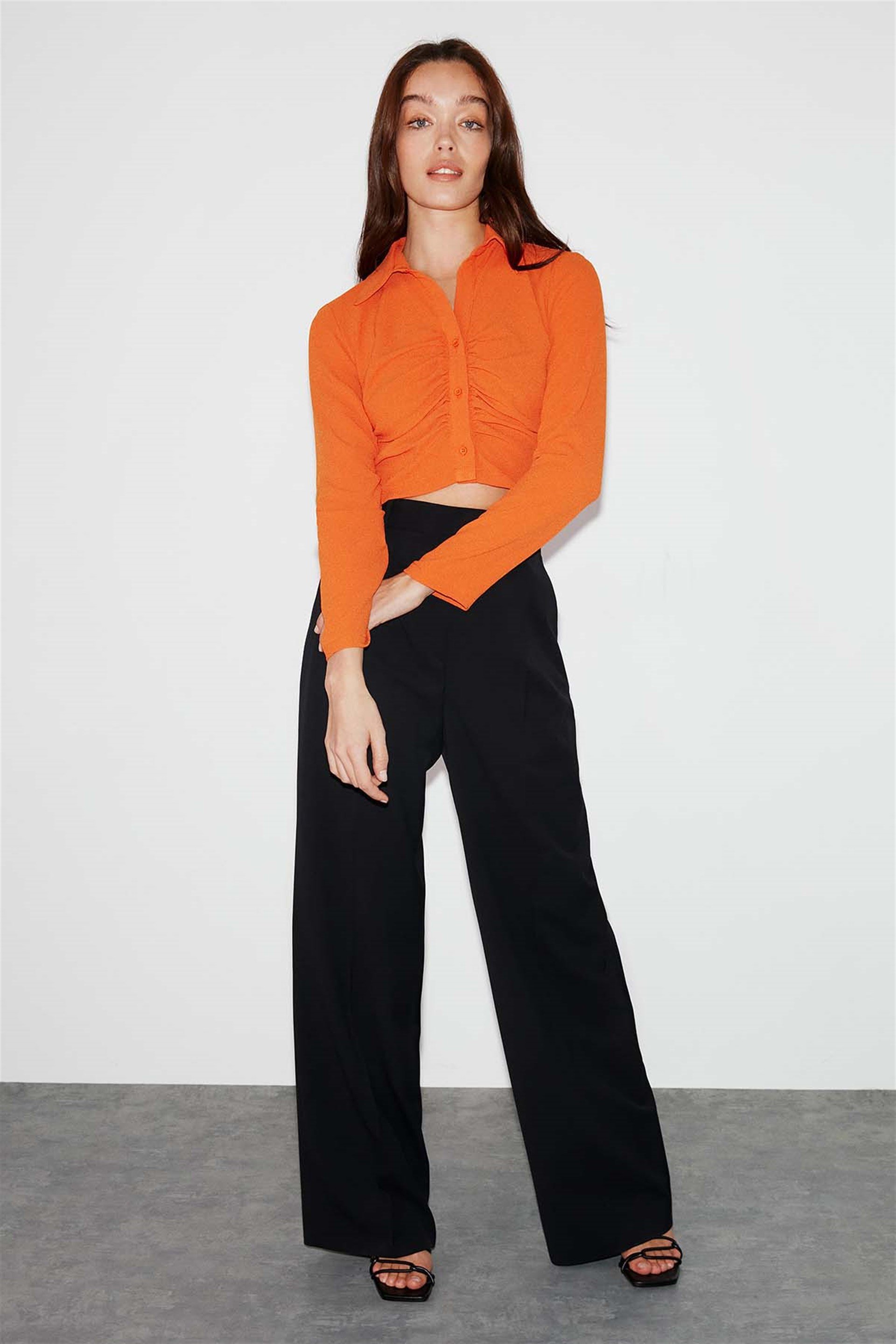 JENNYFER Crop Turuncu Bluz