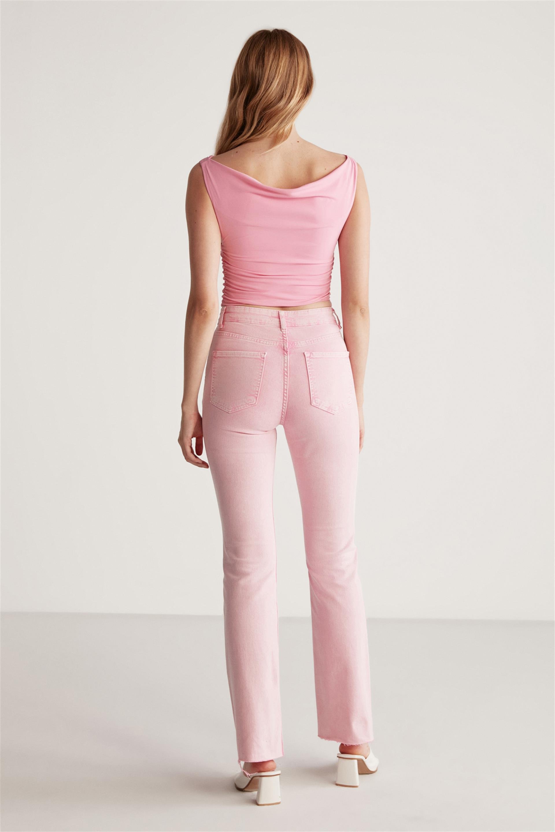 MALINA Flare Pembe Jeans