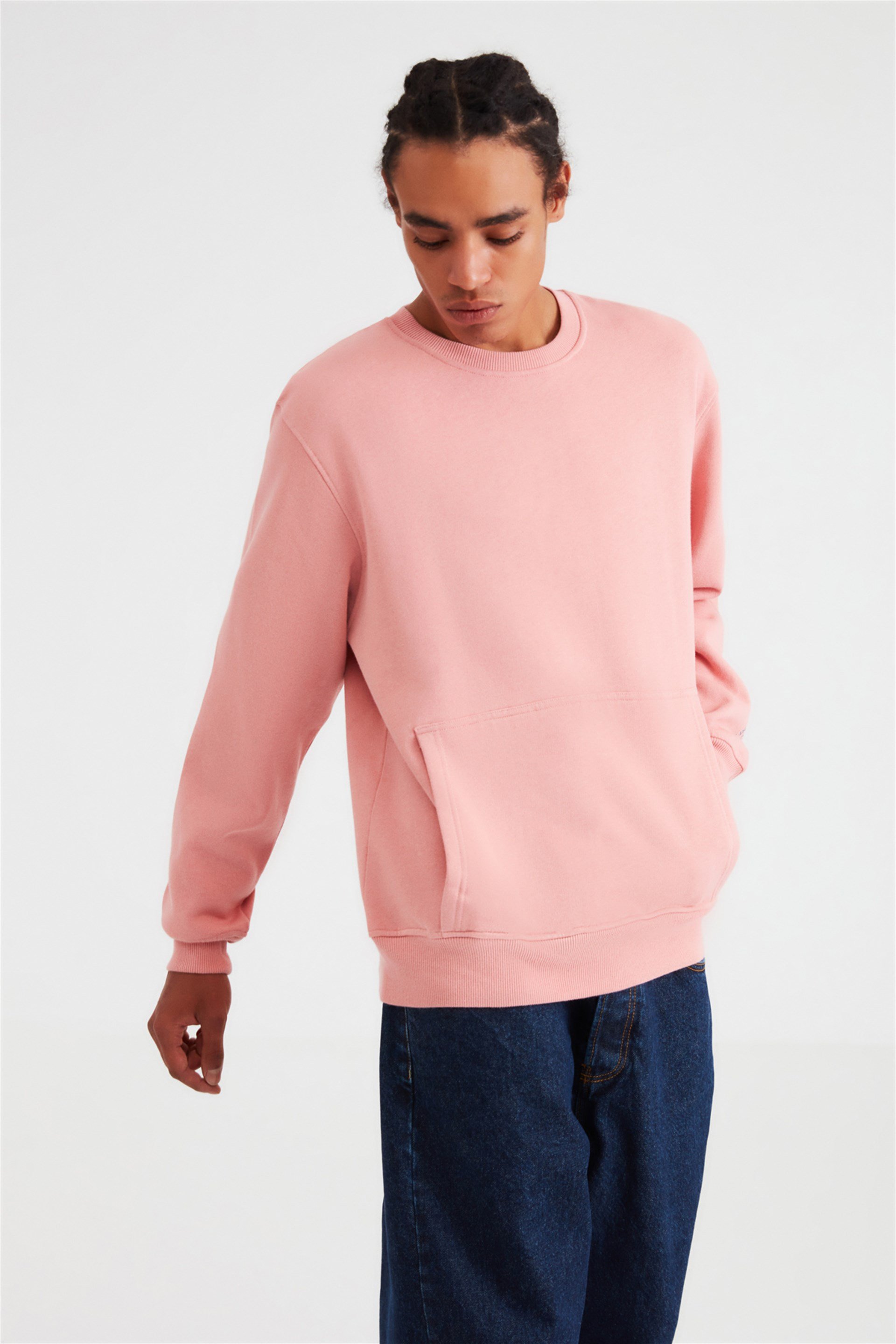 NAIVE Örme Comfort Fit Pembe Sweatshirt | Grimelange