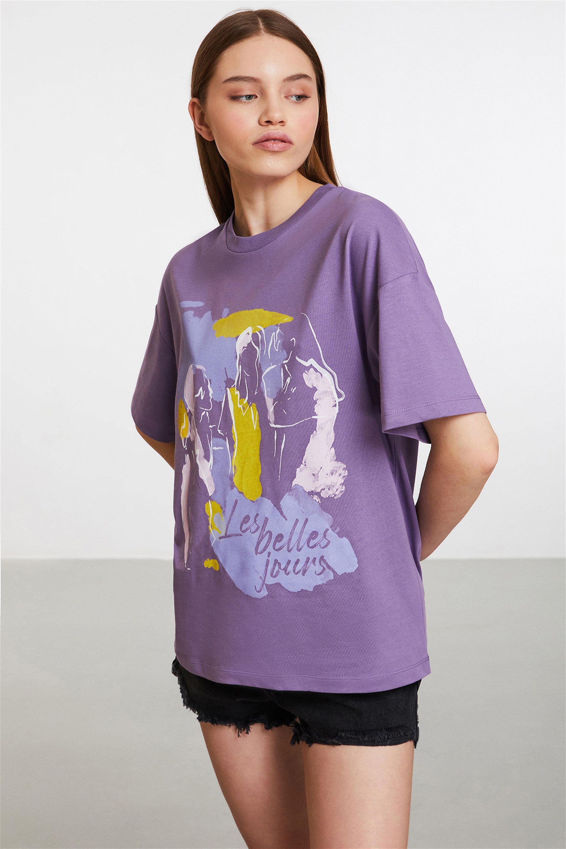 Starfısh Oversize Mor T-Shirt | Grimelange