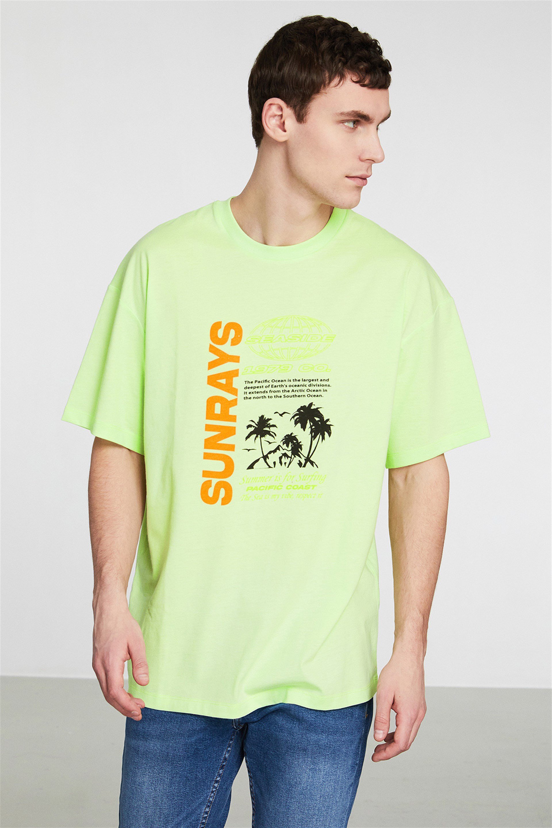 SUNRAYS Örme Oversize Yeşil T-Shirt | Grimelange