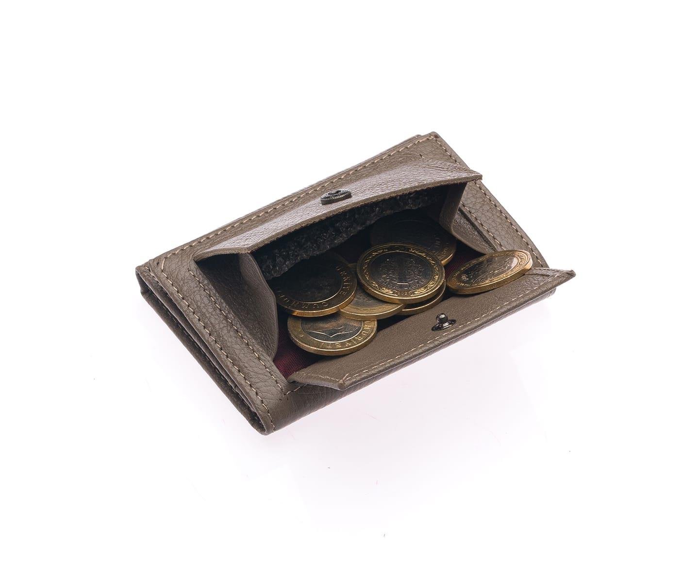 Westpolo Unisex Hakiki Deri Bozuk Para ve Kağıt Para Bölmeli Cüzdan  Kartlık-Kum