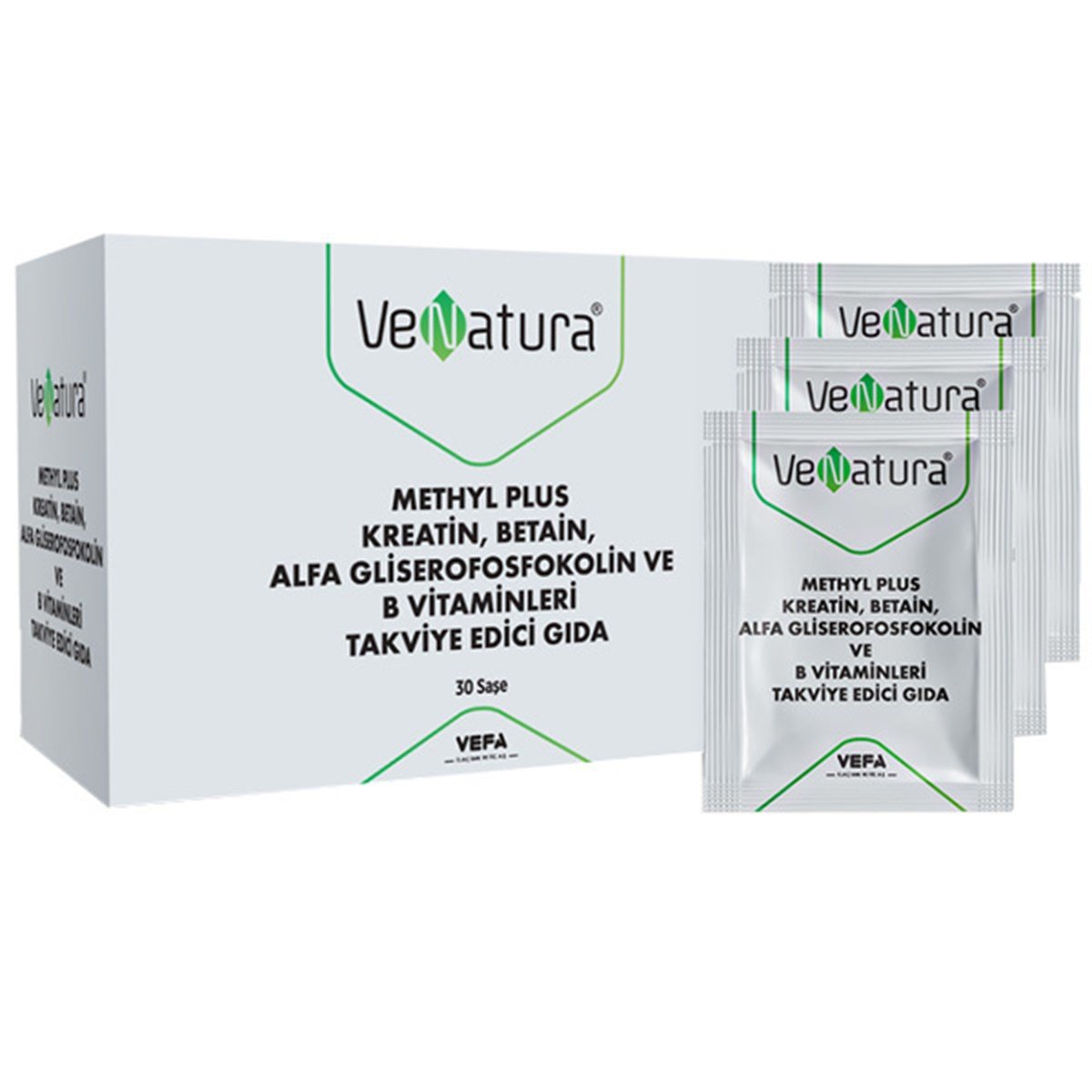 Venatura Methyl Plus Kreatin Betain Alfa Gliserofosfokolin ve B Vitaminleri  30 Saşe Gıda Takviyesi | ozekpharma.com