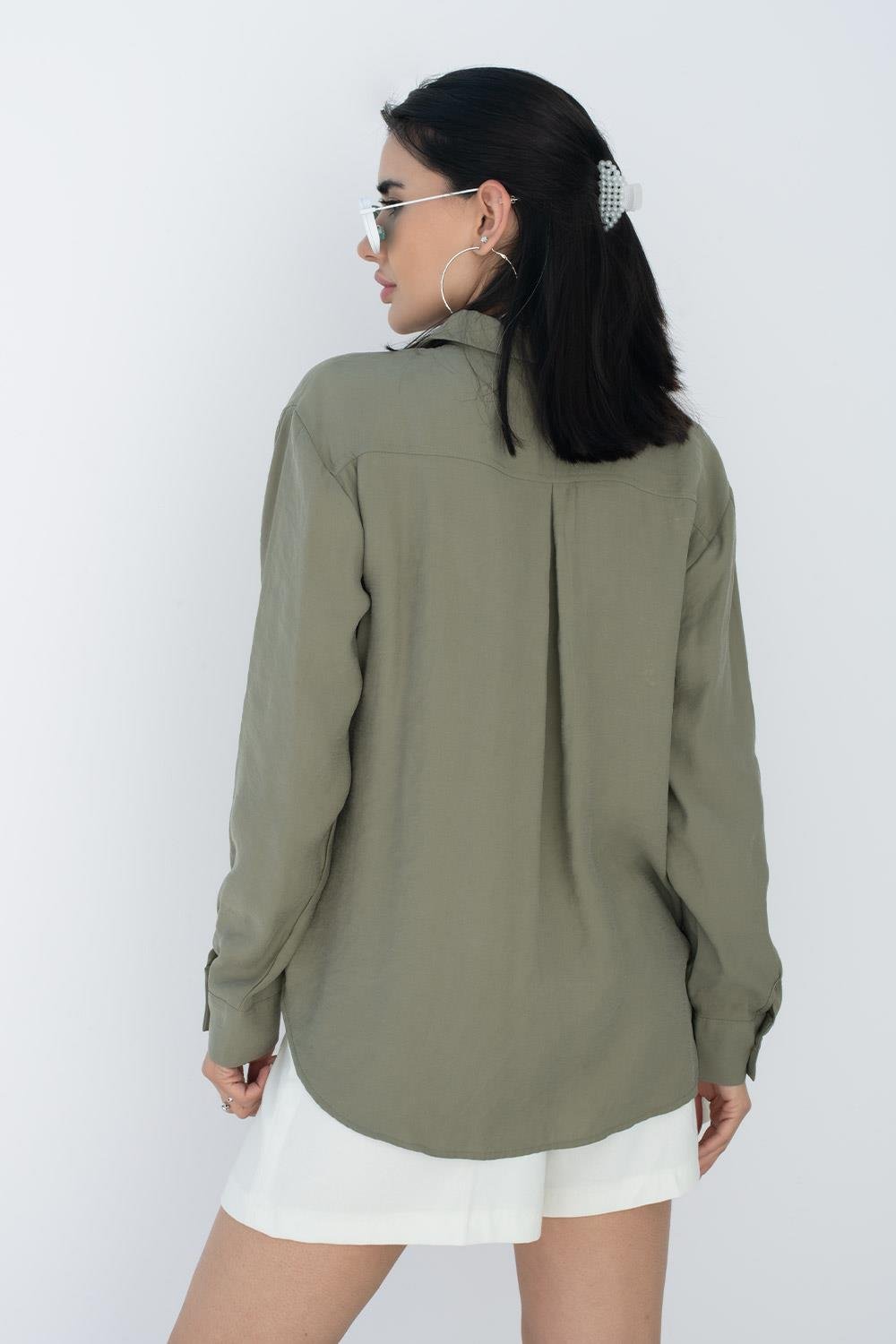 Kadın Haki Yeşil 23K11504 Cep Detaylı Gömlek | Pranga Giyim
