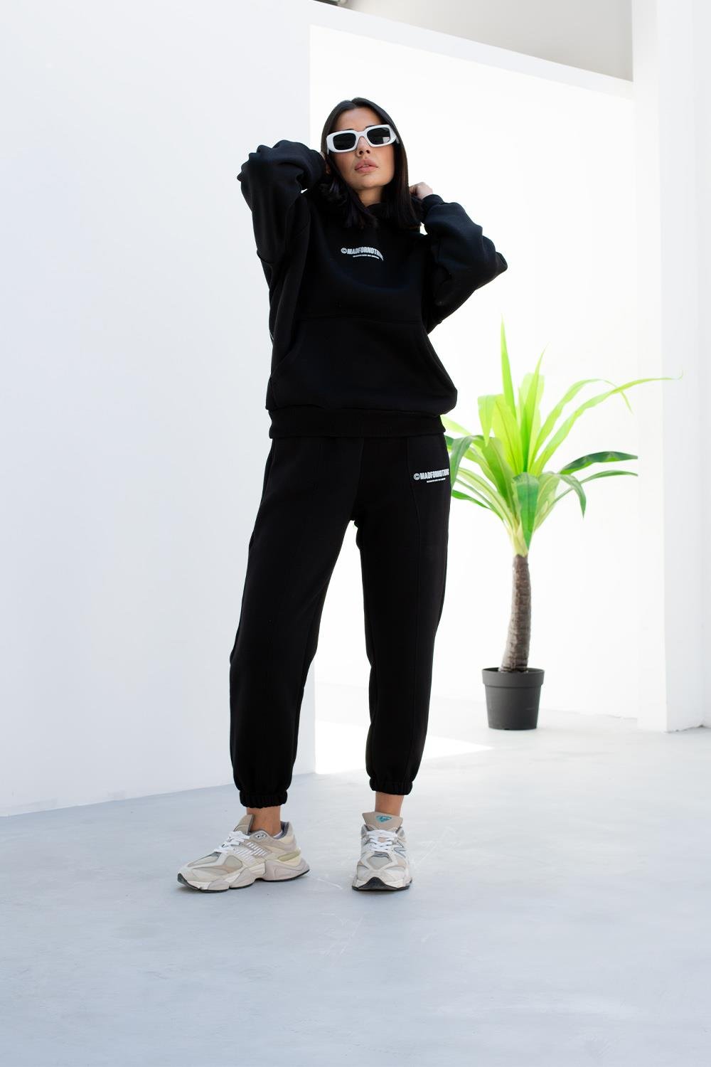 Kadın Siyah Sweatshirt Eşofman Takımı | Pranga Giyim