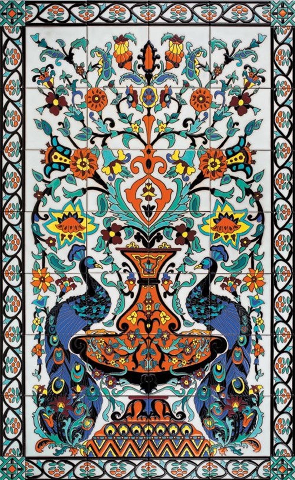 Çini Seramik Desen Elmas Mozaik Tablo 45x73 cm- marcelsanat.com