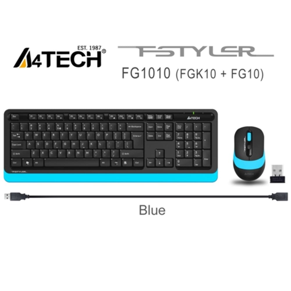 A4 Tech FG1010 Q Kablosuz MM Klavye Mouse Mavi | En Uygun Fiyata  GarajOnline'da | Hafta içi 16:00'ya Kadar Aynı Gün Kargo, Depo Teslim  Seçeneği