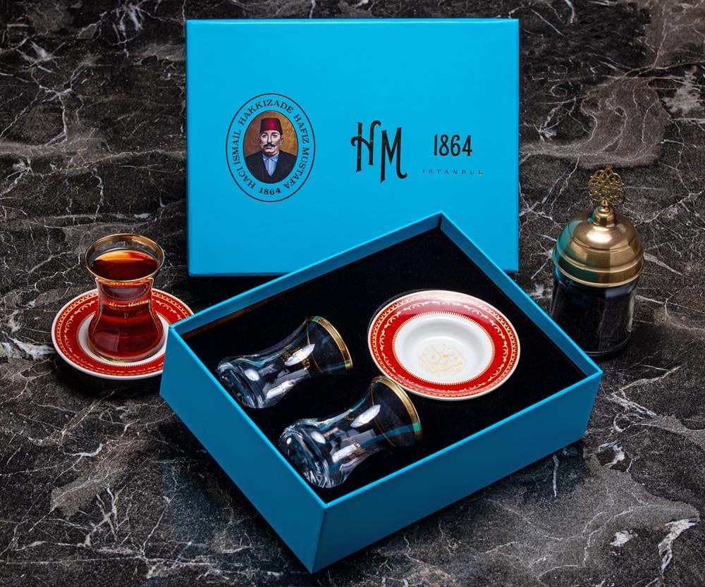 Turkish Tea Cup Set (2 Pcs) - Hafız Mustafa 1864