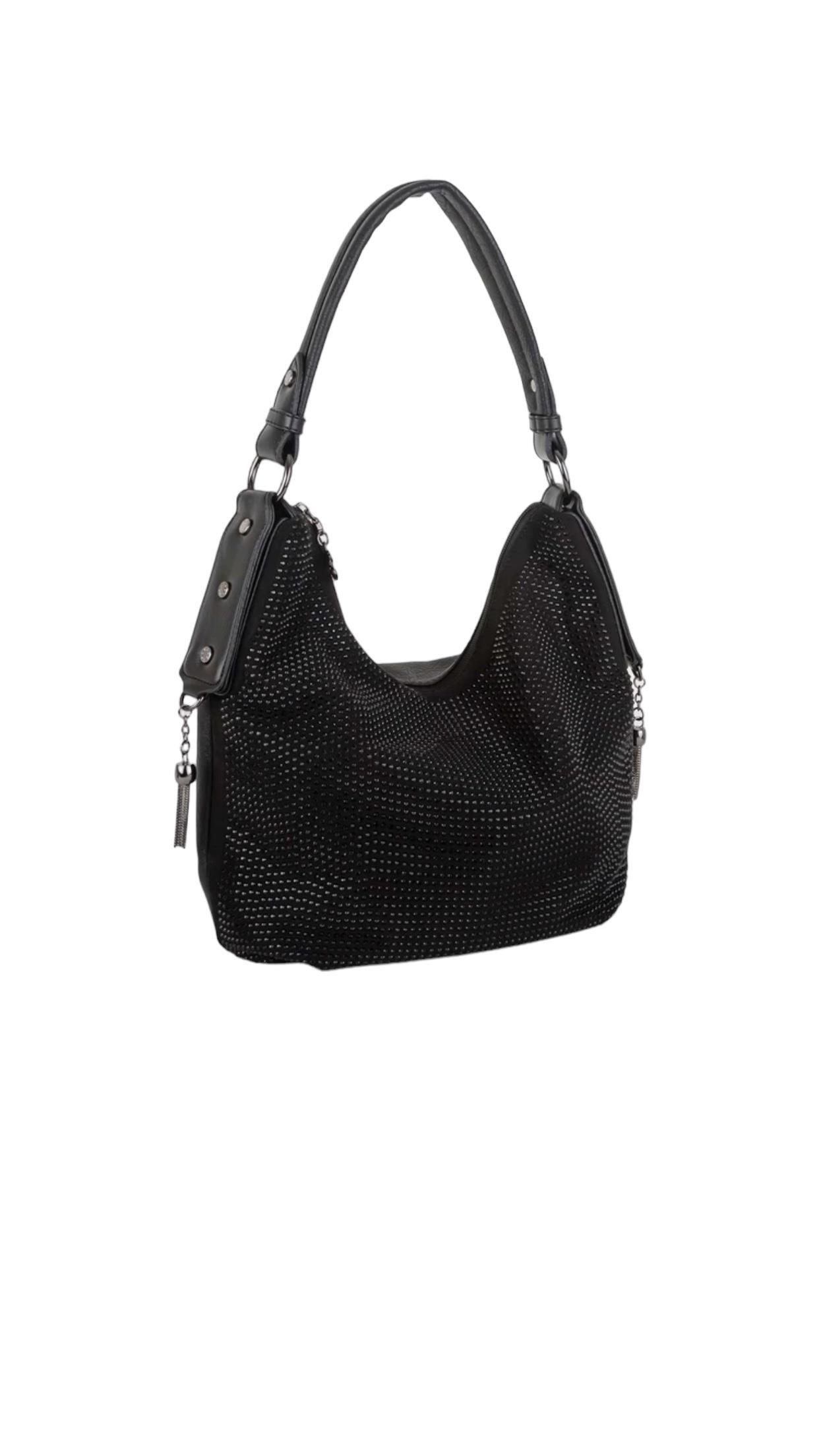 Taş siyah omuz çantası taşlı nas marka ebat 25cm30cm siyah |elizabell.com.tr