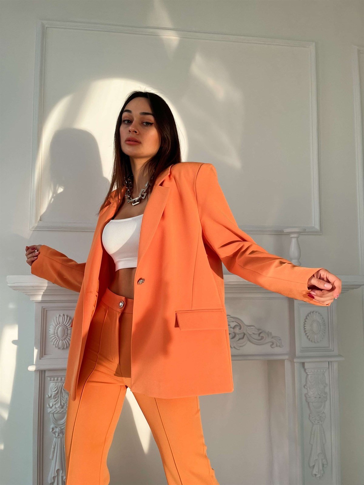 Orange İspanyol Paça Kadın Takım Elbise