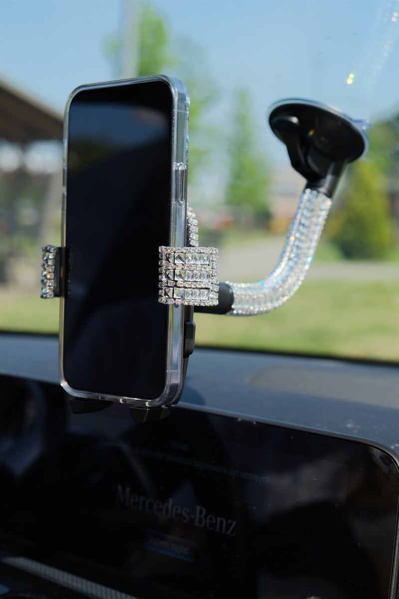 Gümüş Cama Telefon Tutucu - Tasarım Arabam