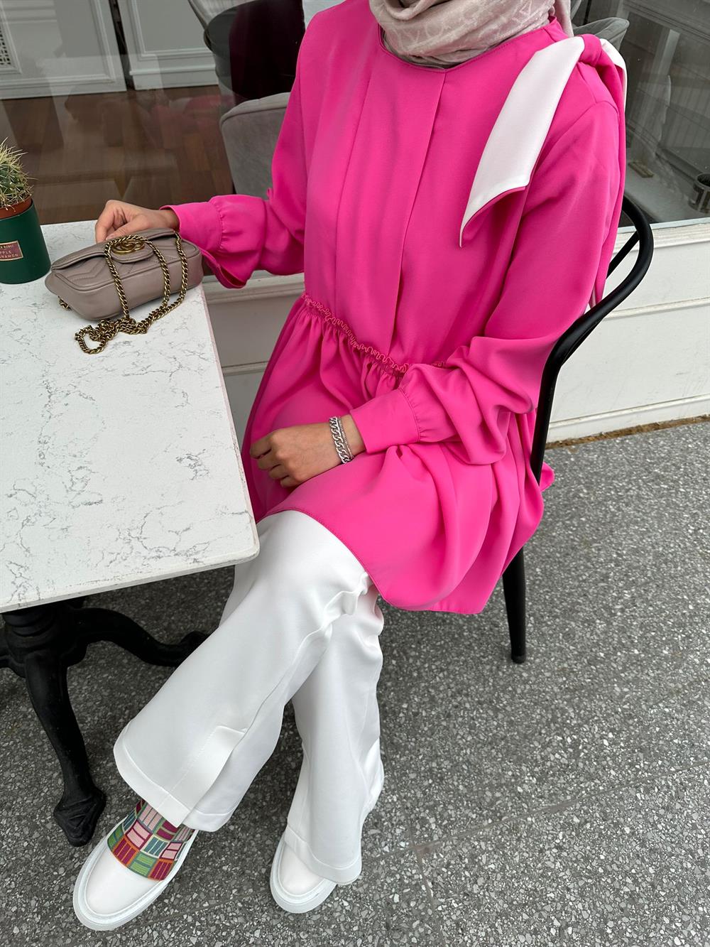 Büzgülü Detaylı Tunik (pembe)