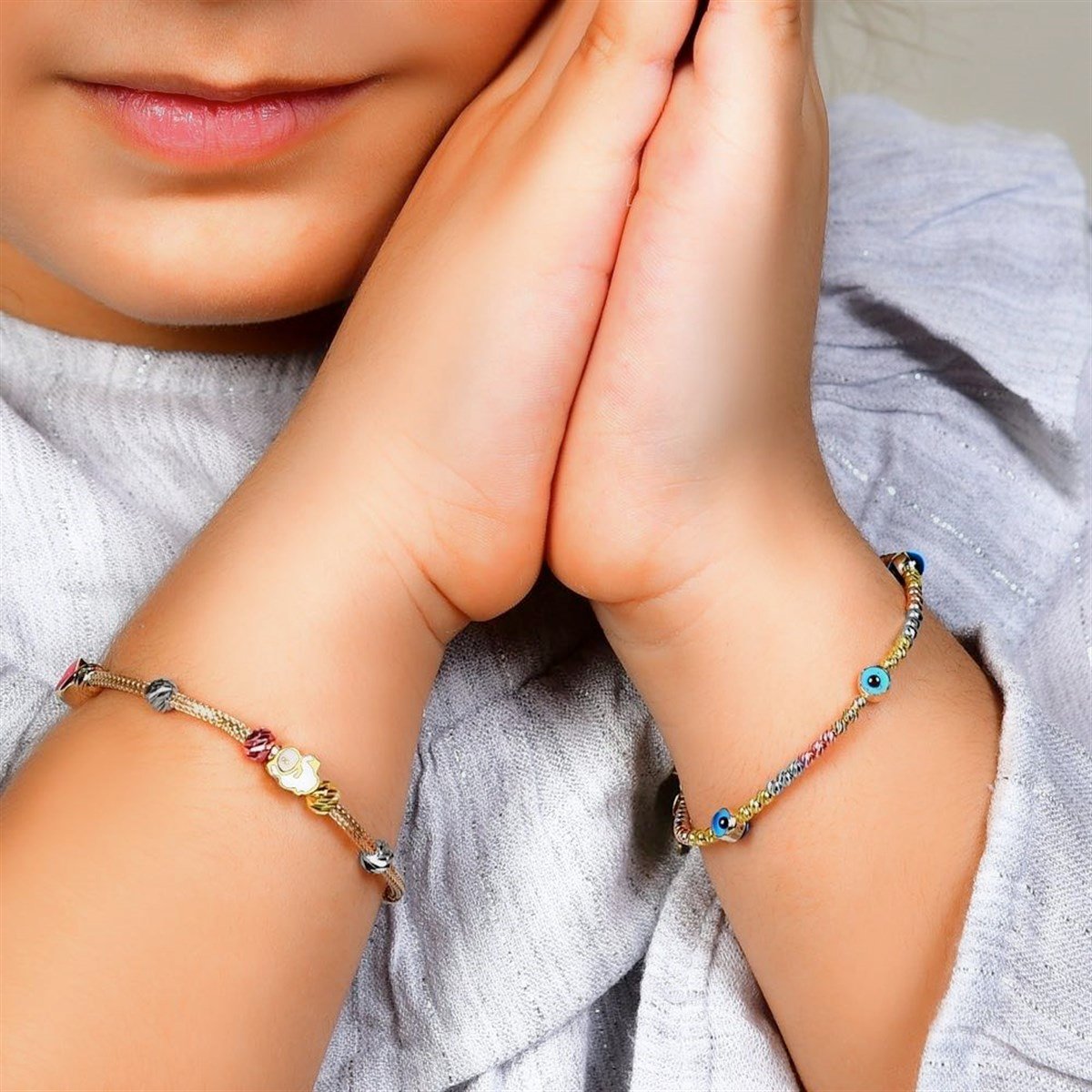 Anne Çocuk Mineli İkili Set Altın Bileklik - EMA Jewellery