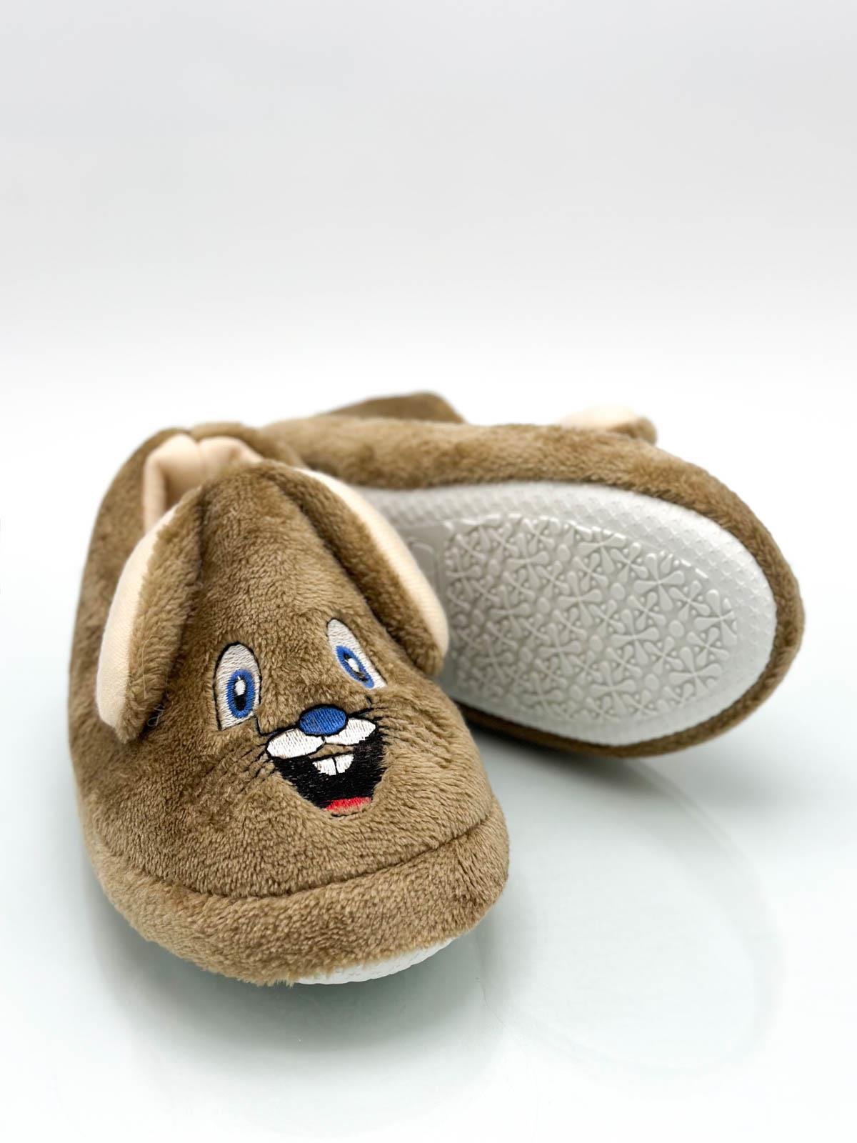 Sermoda Tavşan Figürlü Bebek ve Çocuk Ev Ayakkabısı Panduf Vizon
