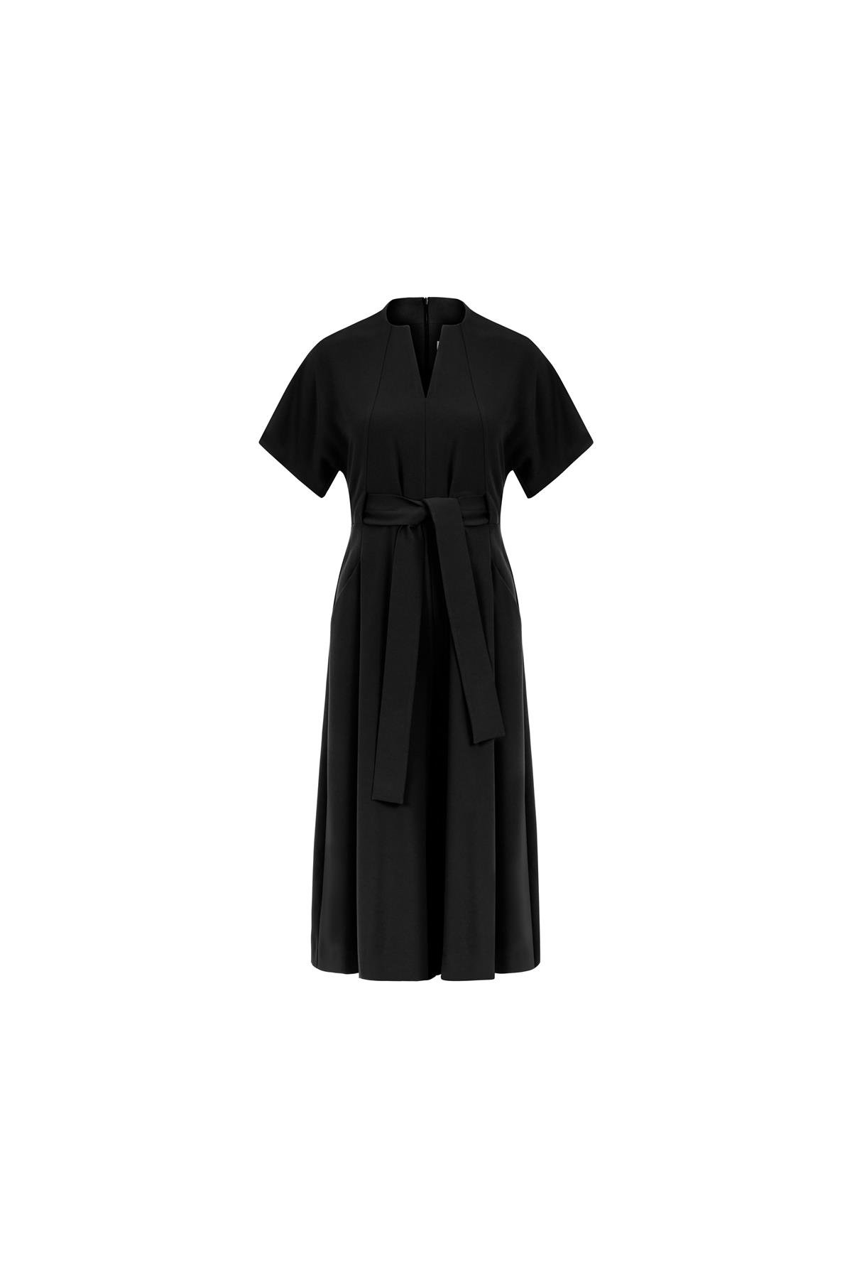 Black best sale belted jumpsuit