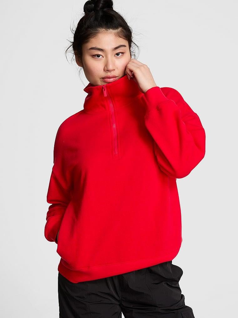 Ivy Polar Yarım Fermuarlı Sweatshirt - Kırmızı | Victoria's Secret
