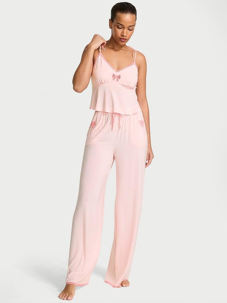 Modal Atlet ve Geniş Paça Pijama Takımı Pembe | Victoria's Secret