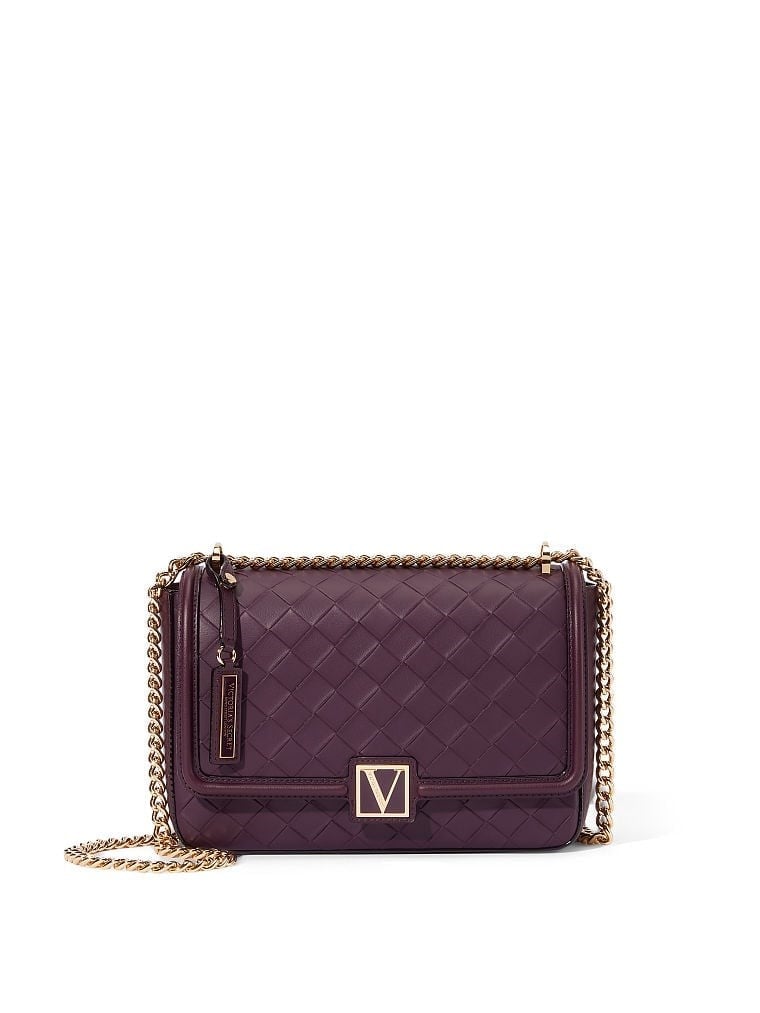 The Victoria Black Violet Woven Orta Boy Omuz Çantası | Victoria's