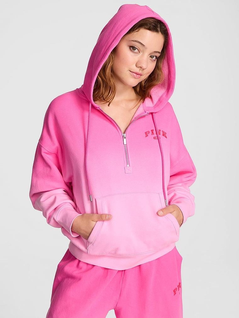 Yarım Fermuarlı Kapüşonlu Sweatshirt - Pembe | Victoria's Secret Pink