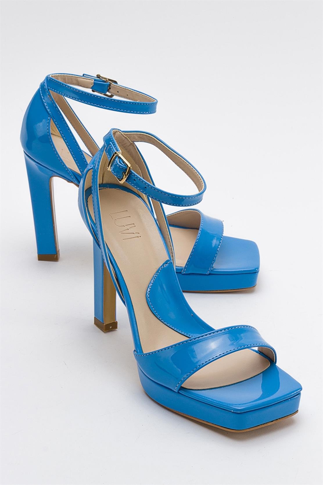 MERSİA Mavi Rugan Kadın Topuklu Ayakkabı