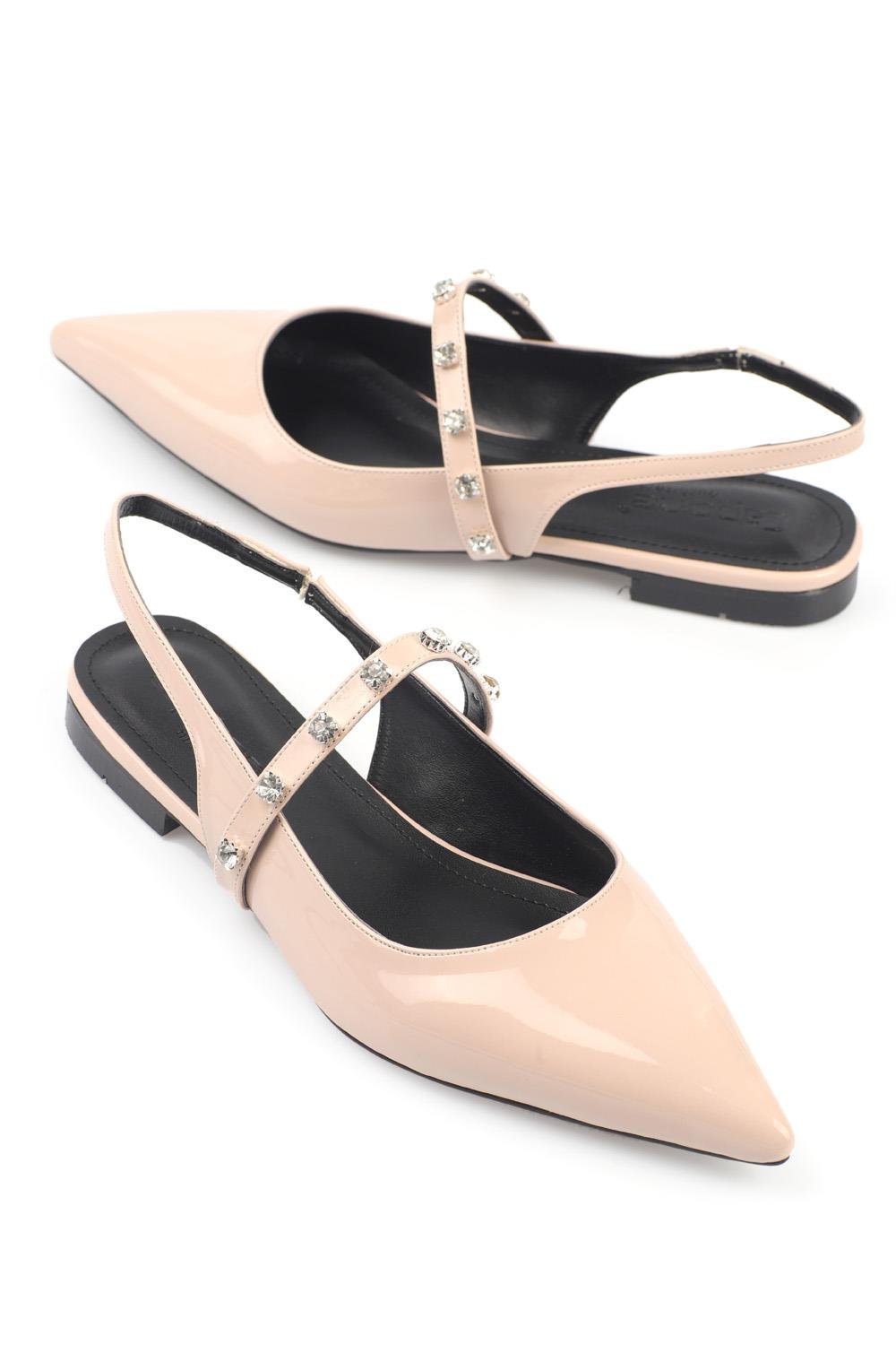 Rockstud mary jane pointed toe flat clearance