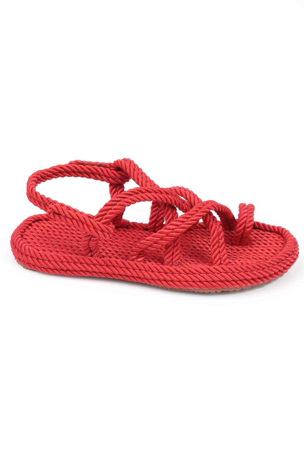 Capone Toe Ring Corded Rope Women Red Sandals