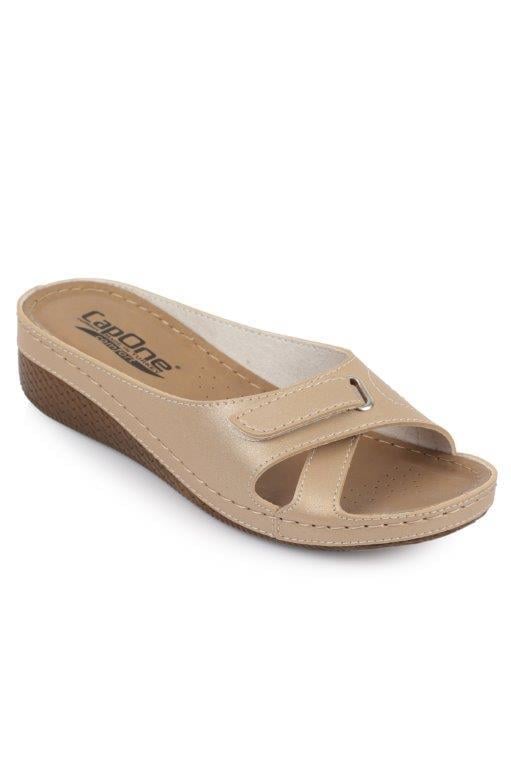 Capone Z0777 Women Gold Slide Comfort Anatomical Sandals