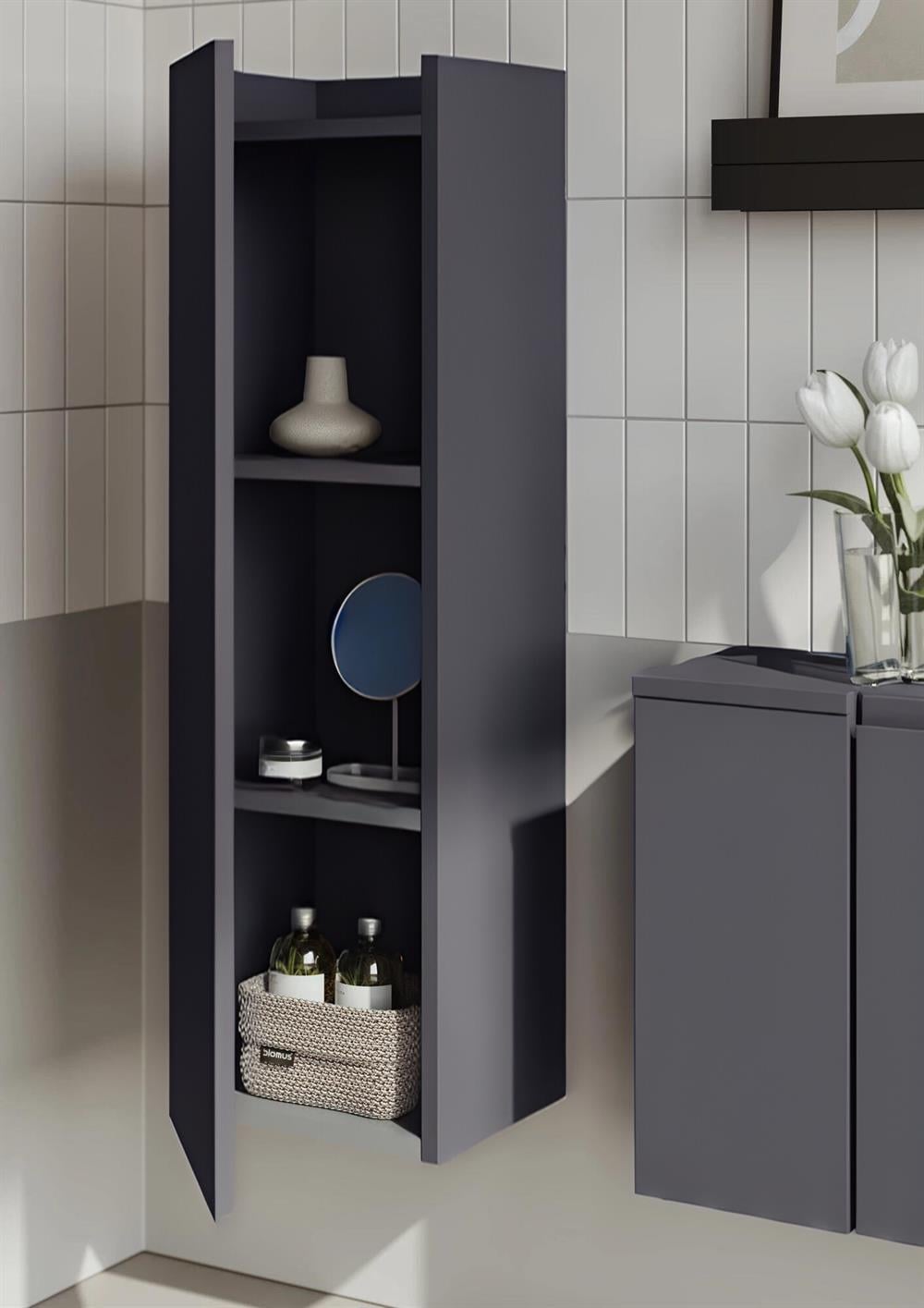 Vitra Metropole Edge Kısa Boy Dolabı Cam Kapaklı 35 Cm, Ceviz (Sağ
