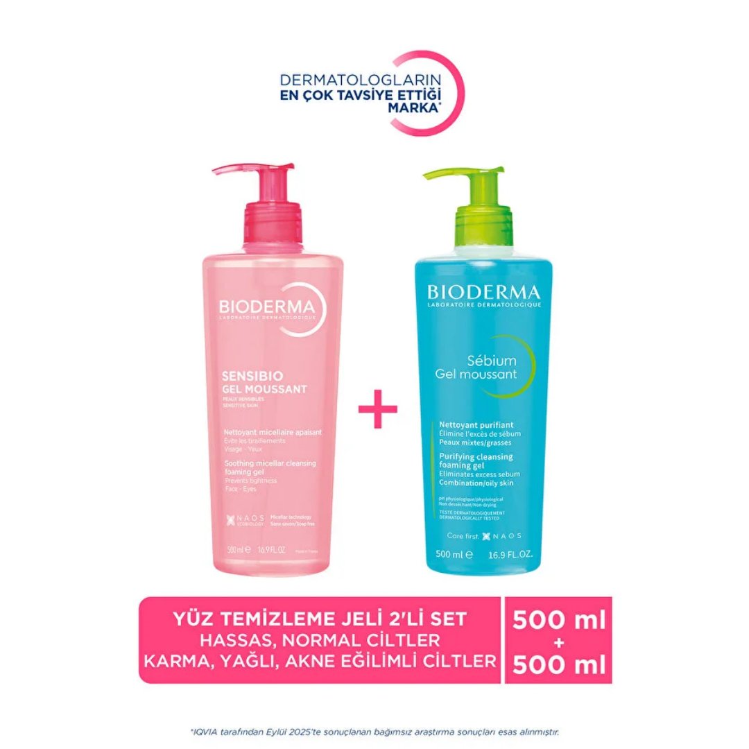 Bioderma Sensibio ve Sebium Yüz Temizleme Jeli İkili Set Hassas