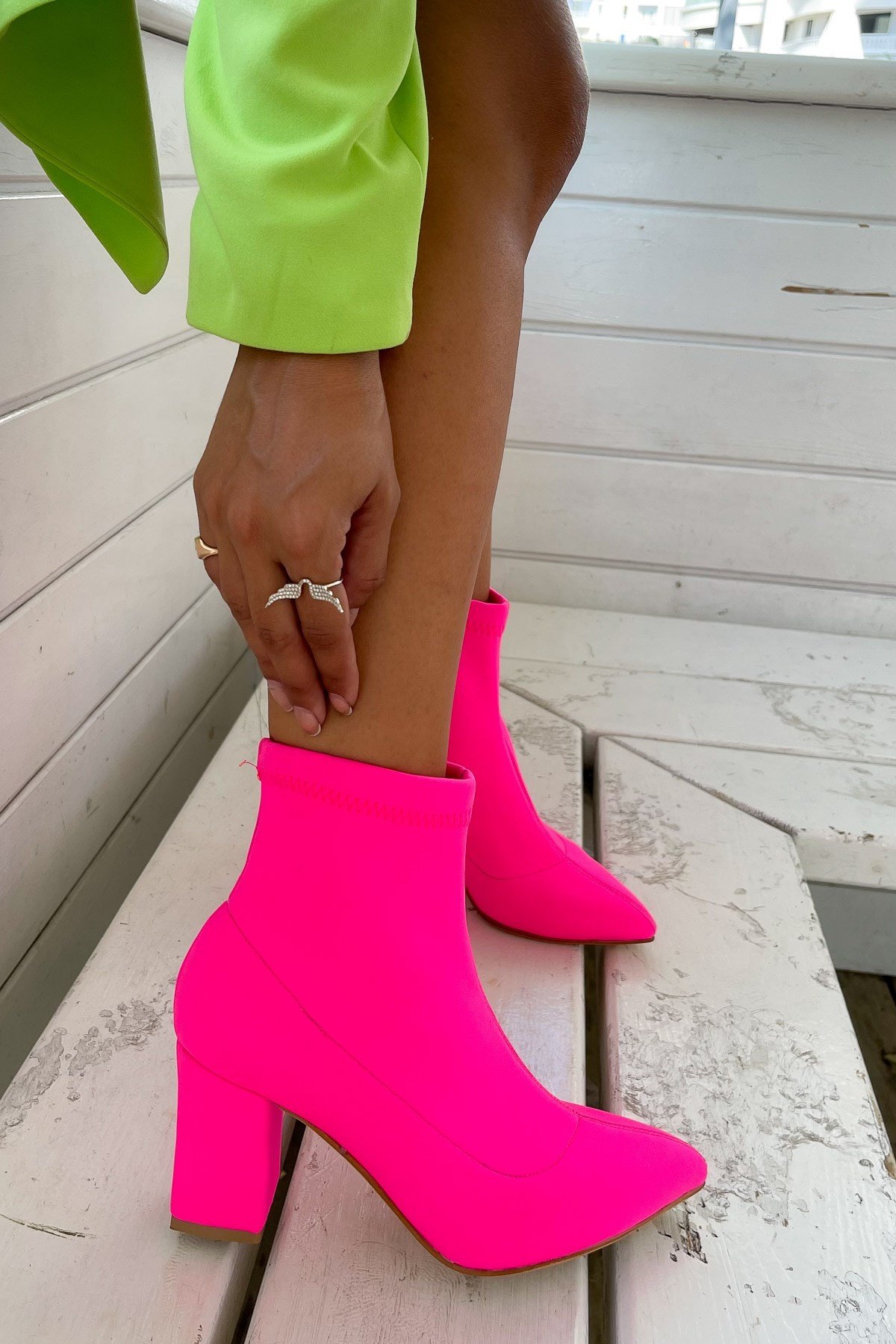 Dresden Neon Pink Stretch Boots