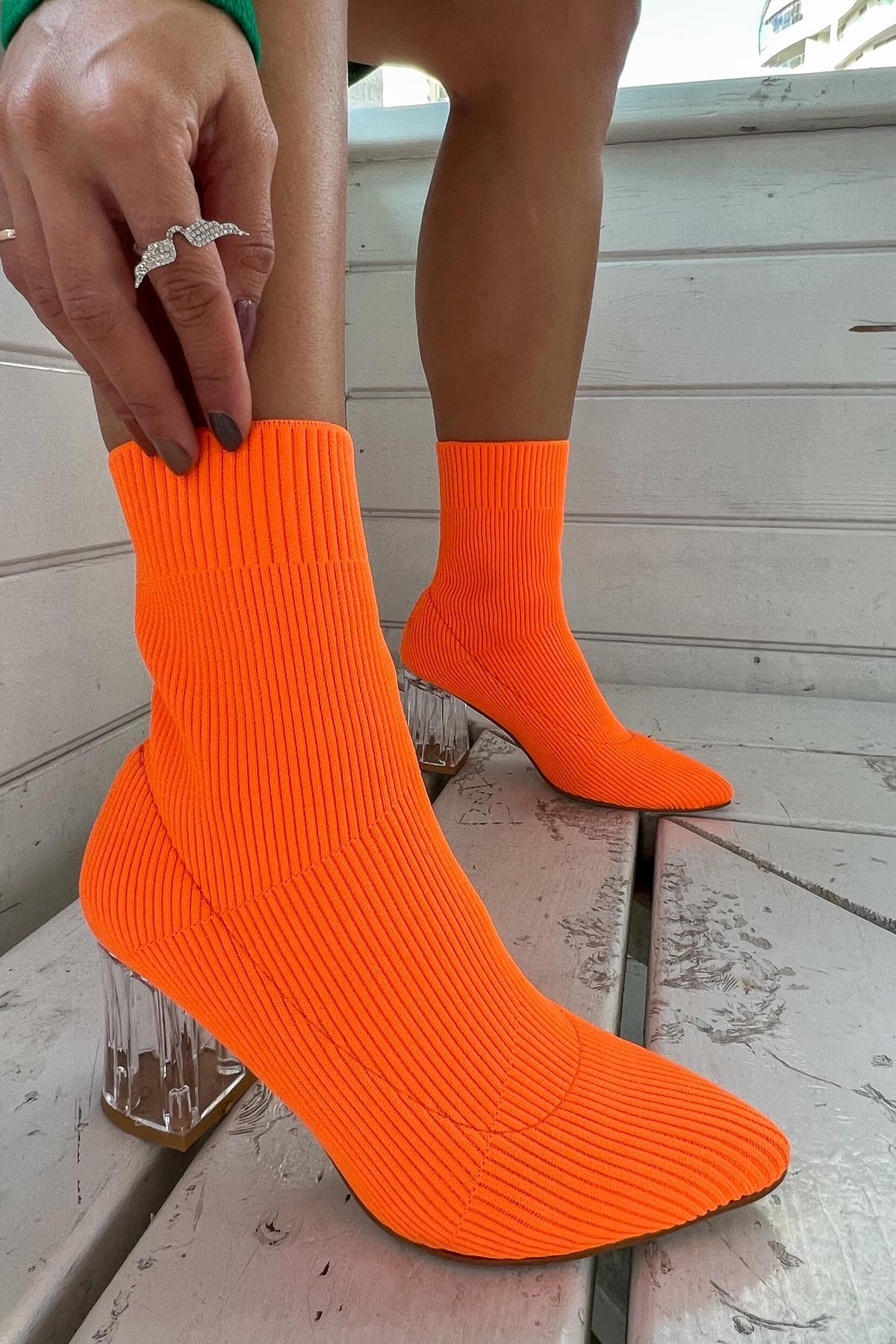 Neon orange sock boots cheap