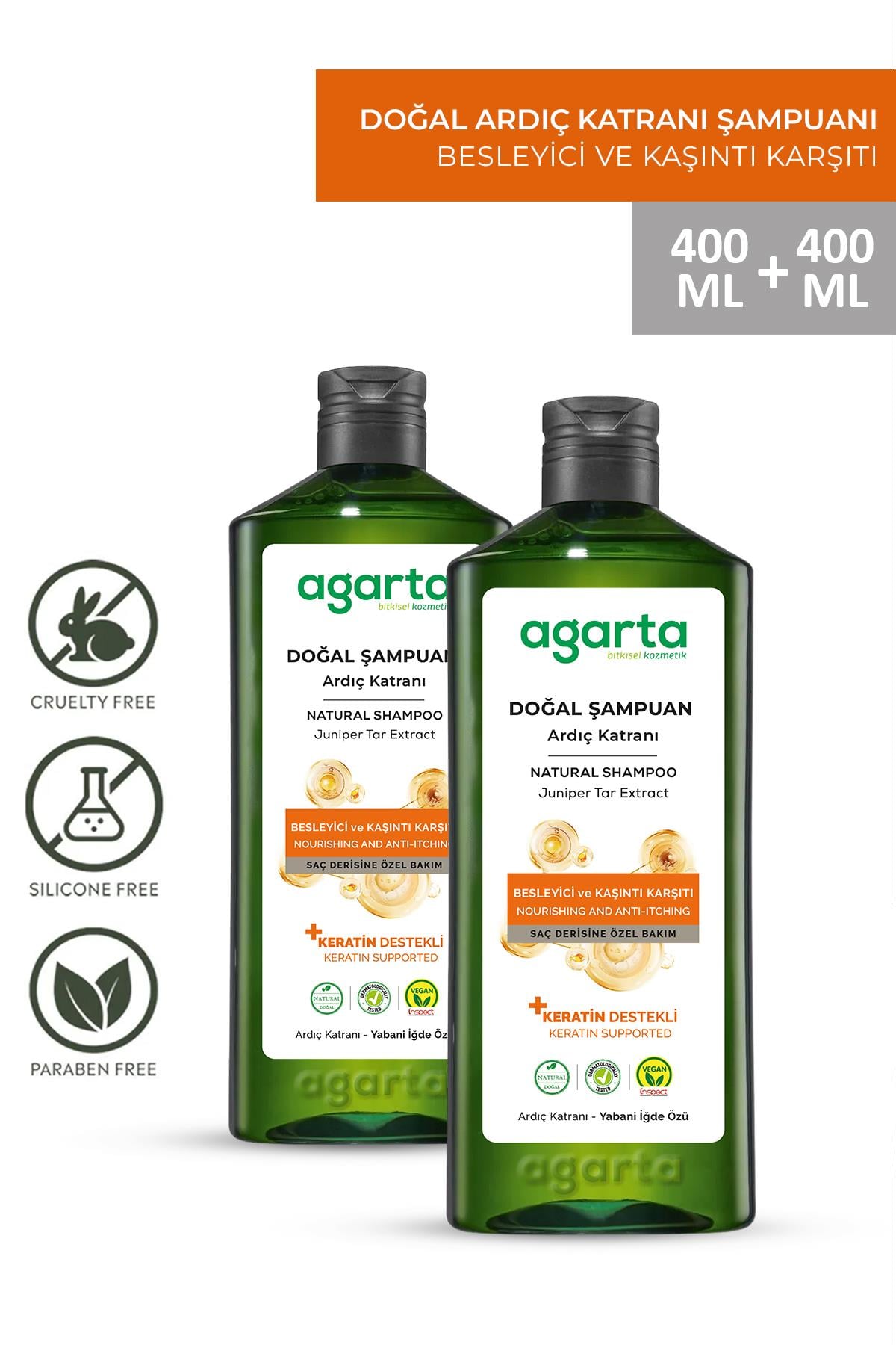 Agarta 2 Adet Doğal Ardıç Katranı Ve Keratin Saç Egzaması Şampuan
